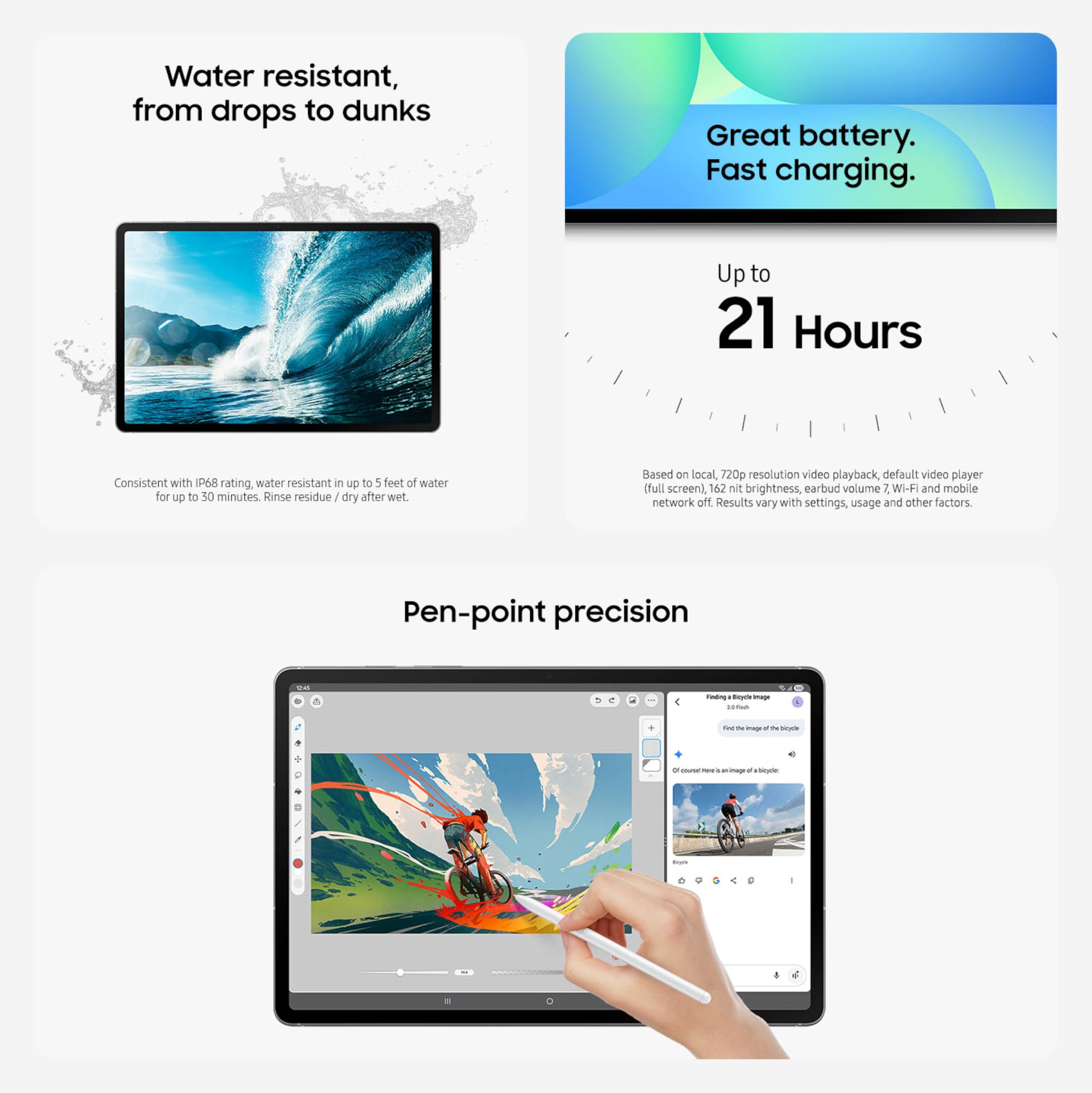 SAMSUNG Galaxy Tab S10 FE 128GB WiFi Android Tablet, Large Display, Long Battery Life, Exynos 1580 Processor, IP68 Water-Resistant, 90 Hz Refresh, S Pen for Note-Taking, US Version, Silver