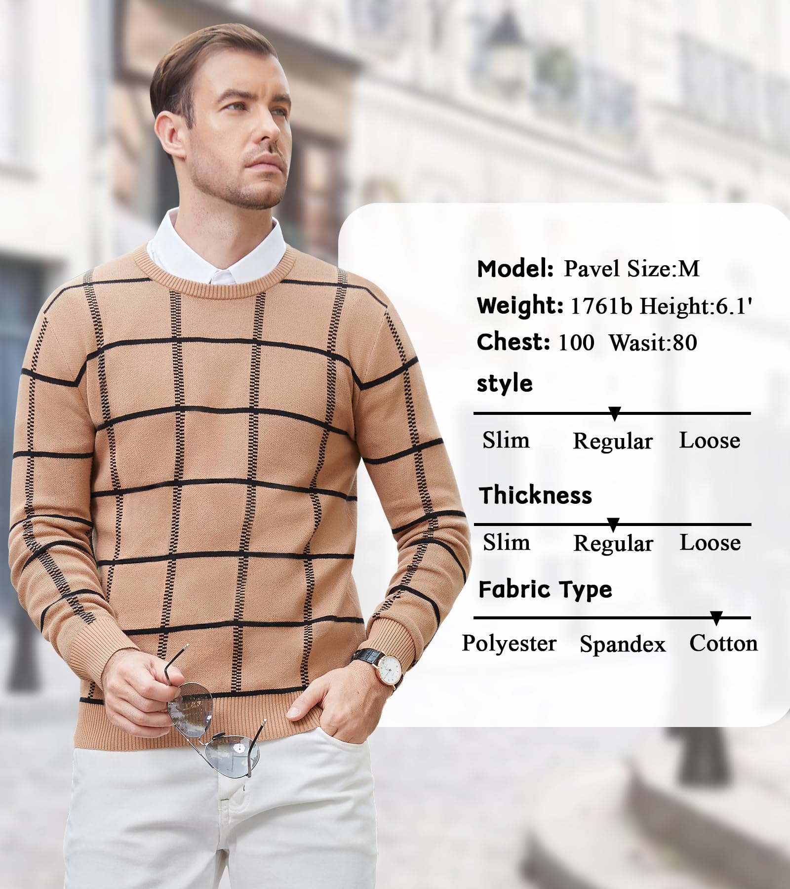MAGNIVIT Men's Basic Designed Knitted Sweaters Cotton Soft Crewneck Fall Winter Sweaters