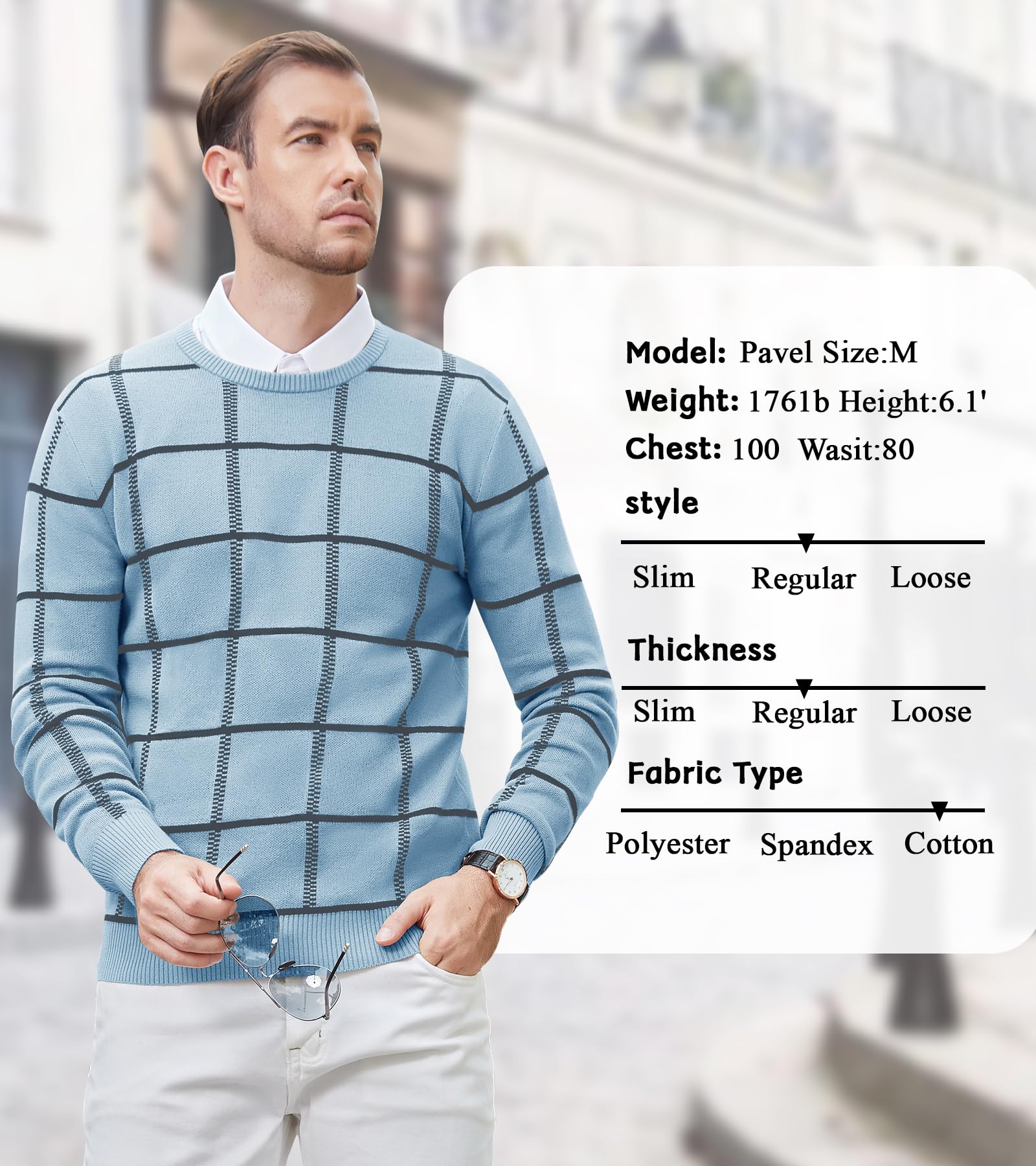 MAGNIVIT Men's Basic Designed Knitted Sweaters Cotton Soft Crewneck Fall Winter Sweaters