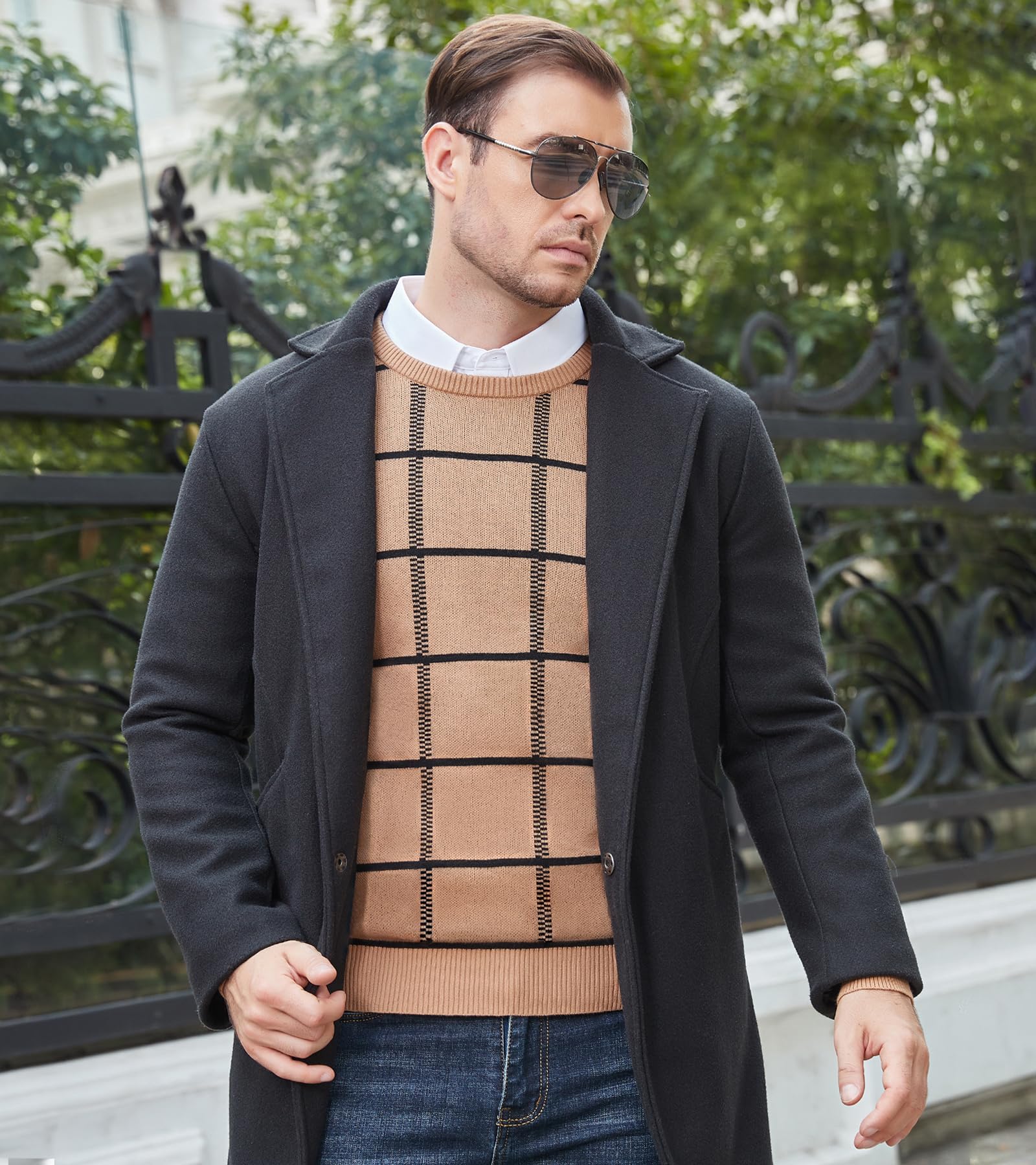 MAGNIVIT Men's Basic Designed Knitted Sweaters Cotton Soft Crewneck Fall Winter Sweaters