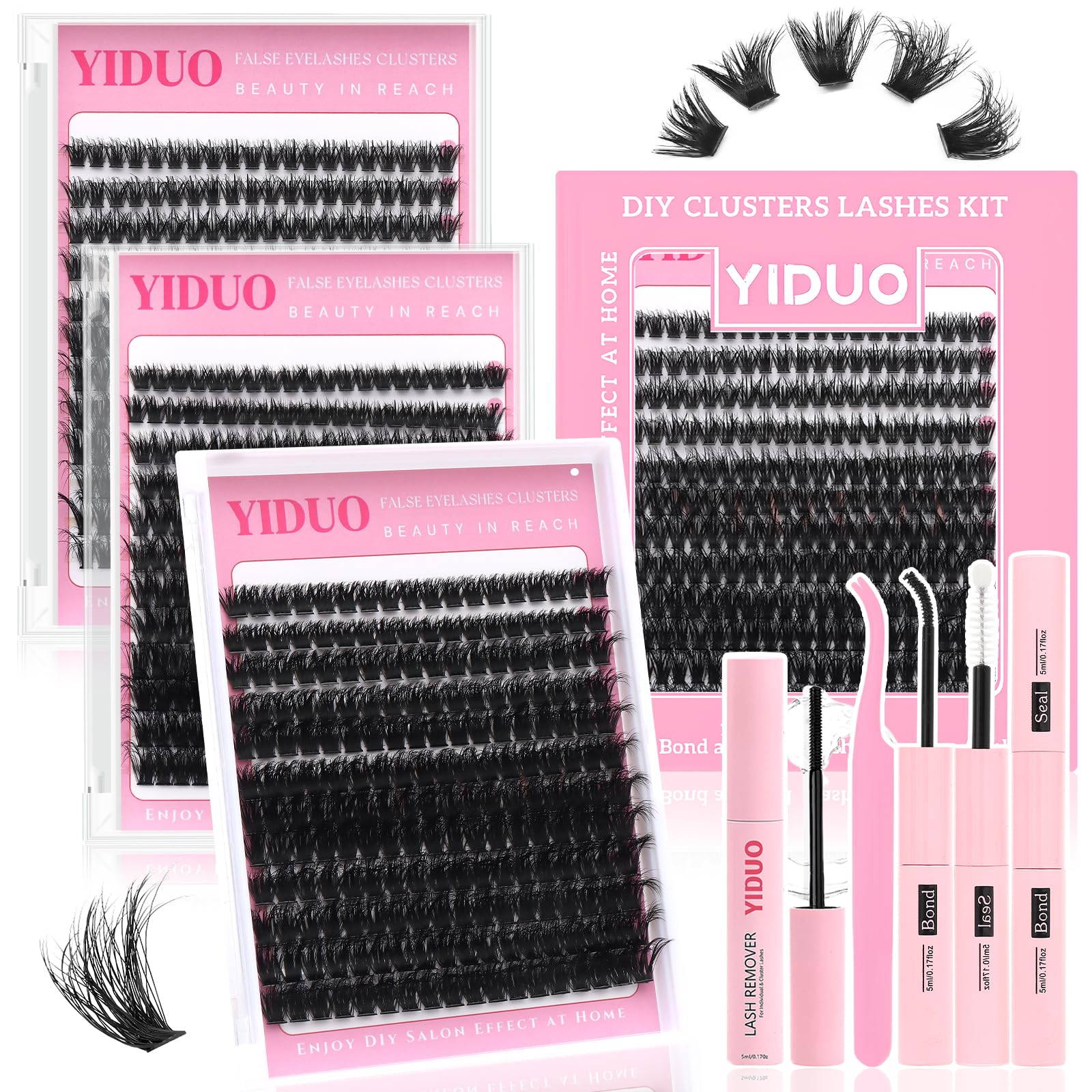 Lashes Clusters Kit 1846Pcs Bulk Packs Volume False Eyelash Extensions D Curl Wispy Individual Eyelashes, Volume Studio Effect, Wholesale Large Pack with Glue&Seal|Tweezers|Removers|Cleanser