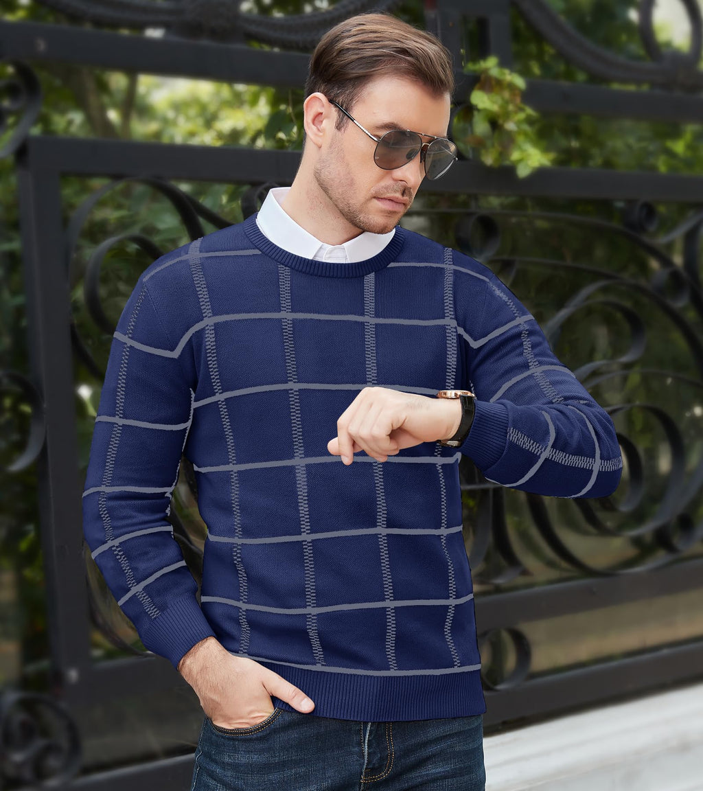 MAGNIVIT Men's Basic Designed Knitted Sweaters Cotton Soft Crewneck Fall Winter Sweaters