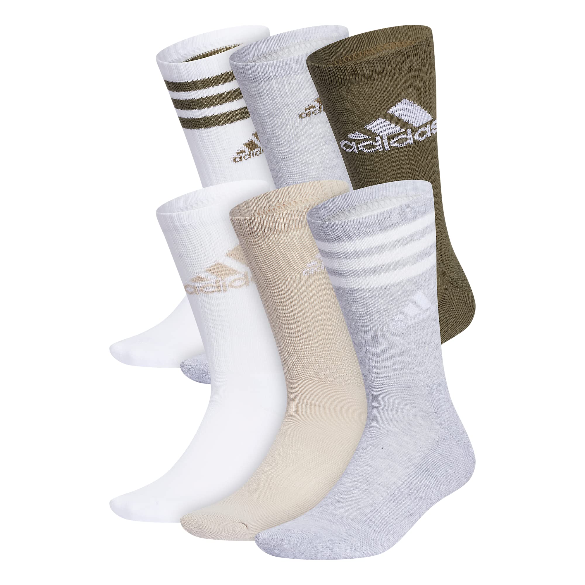 adidas Men's Athletic Cushioned 6-Pack Crew, Cushioned Crew Socks with Arch Compression for a Secure Fit