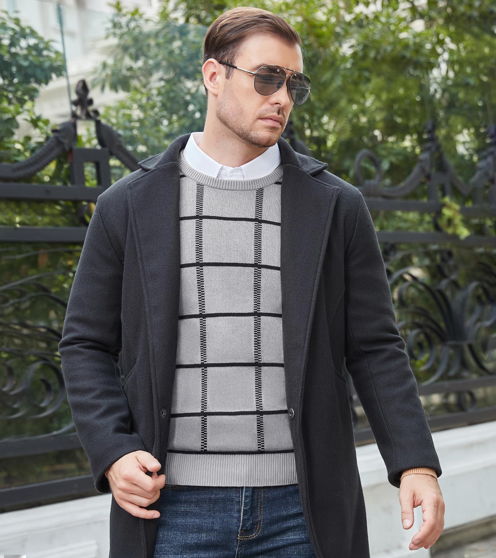 MAGNIVIT Men's Basic Designed Knitted Sweaters Cotton Soft Crewneck Fall Winter Sweaters