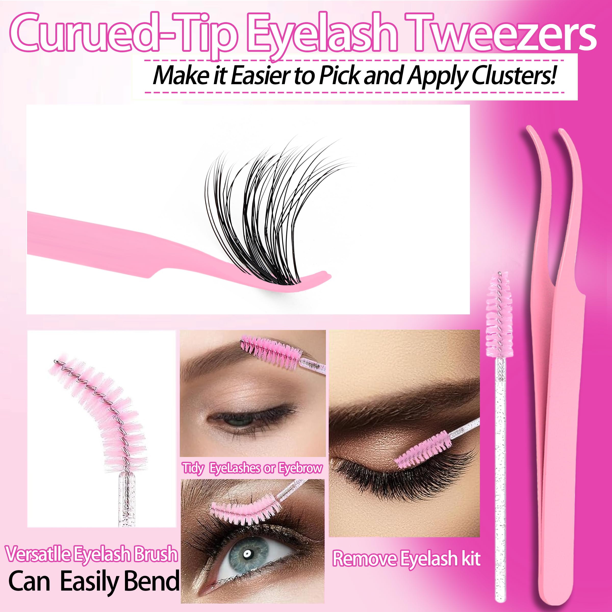 Lashes Clusters Kit 1846Pcs Bulk Packs Volume False Eyelash Extensions D Curl Wispy Individual Eyelashes, Volume Studio Effect, Wholesale Large Pack with Glue&Seal|Tweezers|Removers|Cleanser