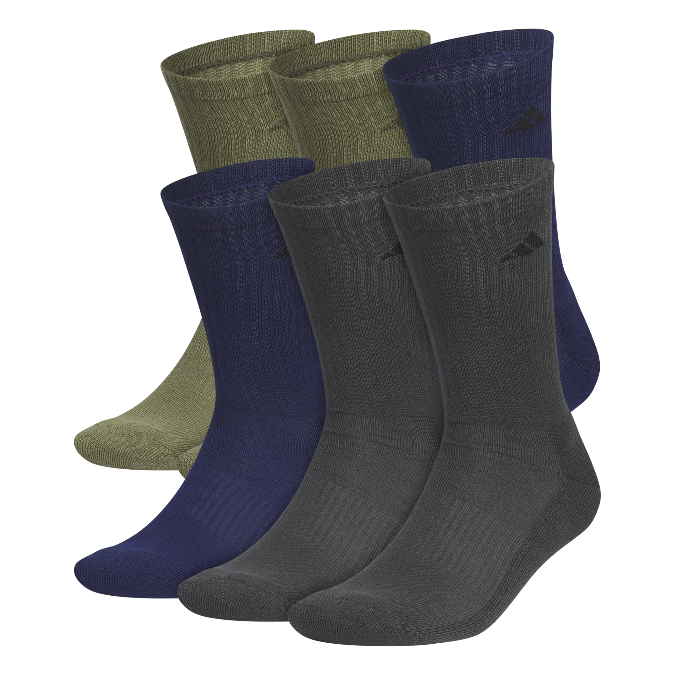 adidas Men's Athletic Cushioned 6-Pack Crew, Cushioned Crew Socks with Arch Compression for a Secure Fit