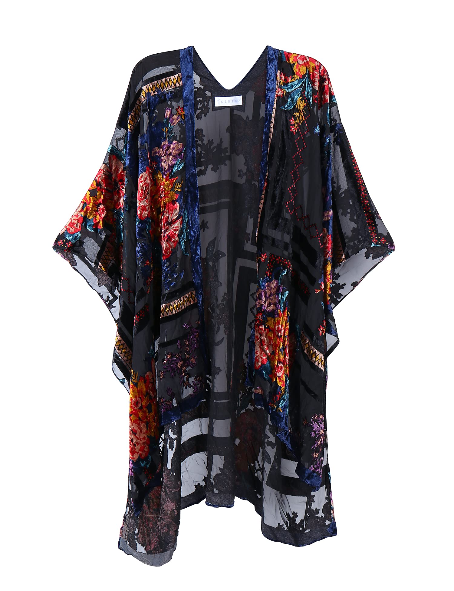Women's Burnout Velvet Kimono Long Cardigan Cover Up Casual Outfit