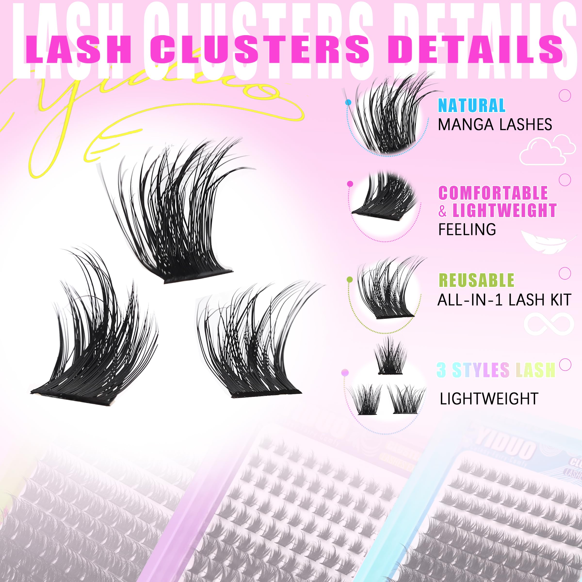 Lashes Clusters Kit 1846Pcs Bulk Packs Volume False Eyelash Extensions D Curl Wispy Individual Eyelashes, Volume Studio Effect, Wholesale Large Pack with Glue&Seal|Tweezers|Removers|Cleanser