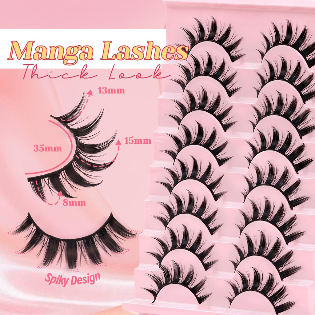 Ahrikiss Lashes Wispy False Eyelashes Natural Look Cat Eye Lashes 8 Pairs Faux Mink Lashes Lightweight Eyelashes Kit with Lash Glue and Lash Tweezers Soft Fake Lashes (Ethereal)