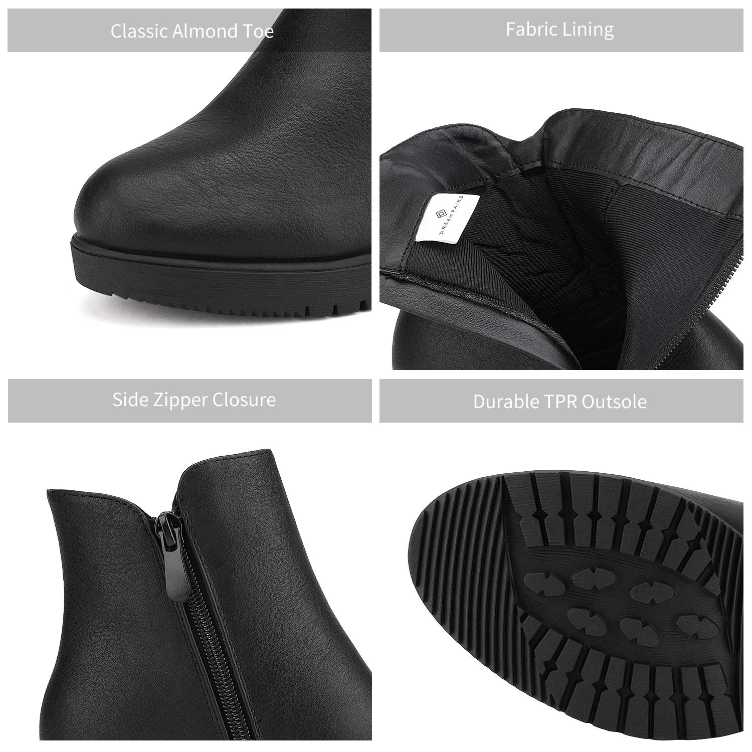 DREAM PAIRS Women's Ankle Boots Chunky Heel Platform Fall Heeled Short Booties Shoes