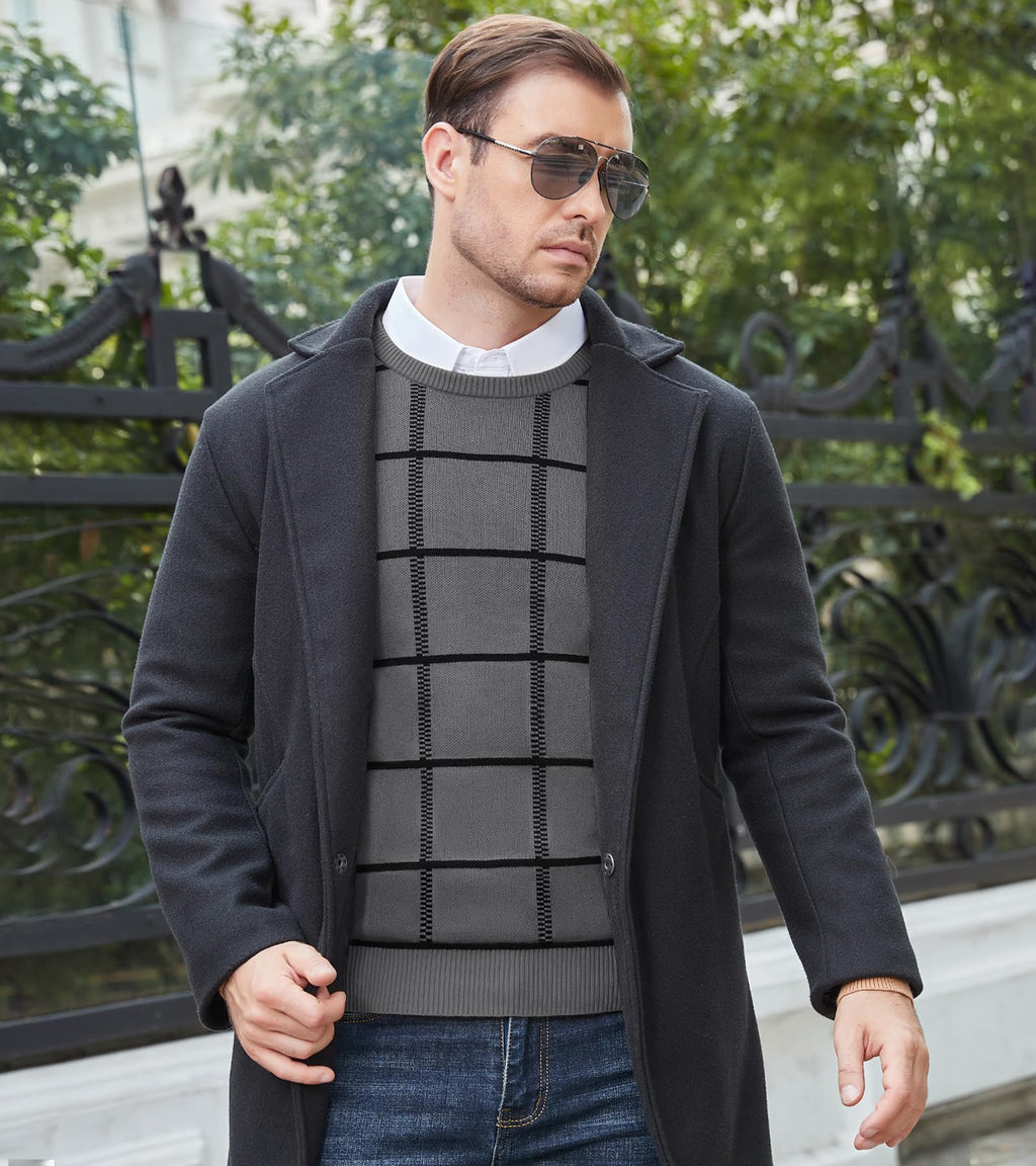 MAGNIVIT Men's Basic Designed Knitted Sweaters Cotton Soft Crewneck Fall Winter Sweaters