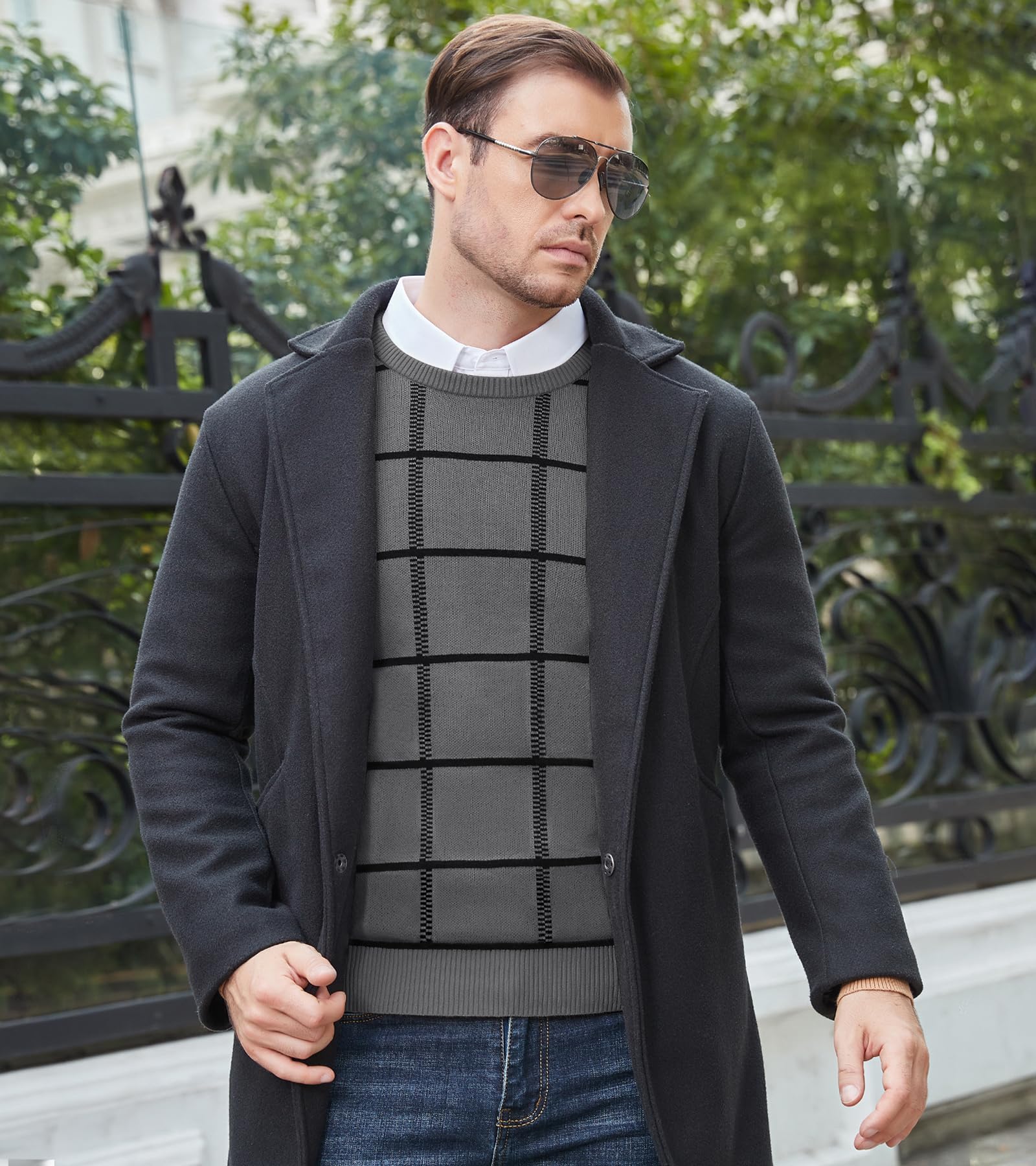 MAGNIVIT Men's Basic Designed Knitted Sweaters Cotton Soft Crewneck Fall Winter Sweaters