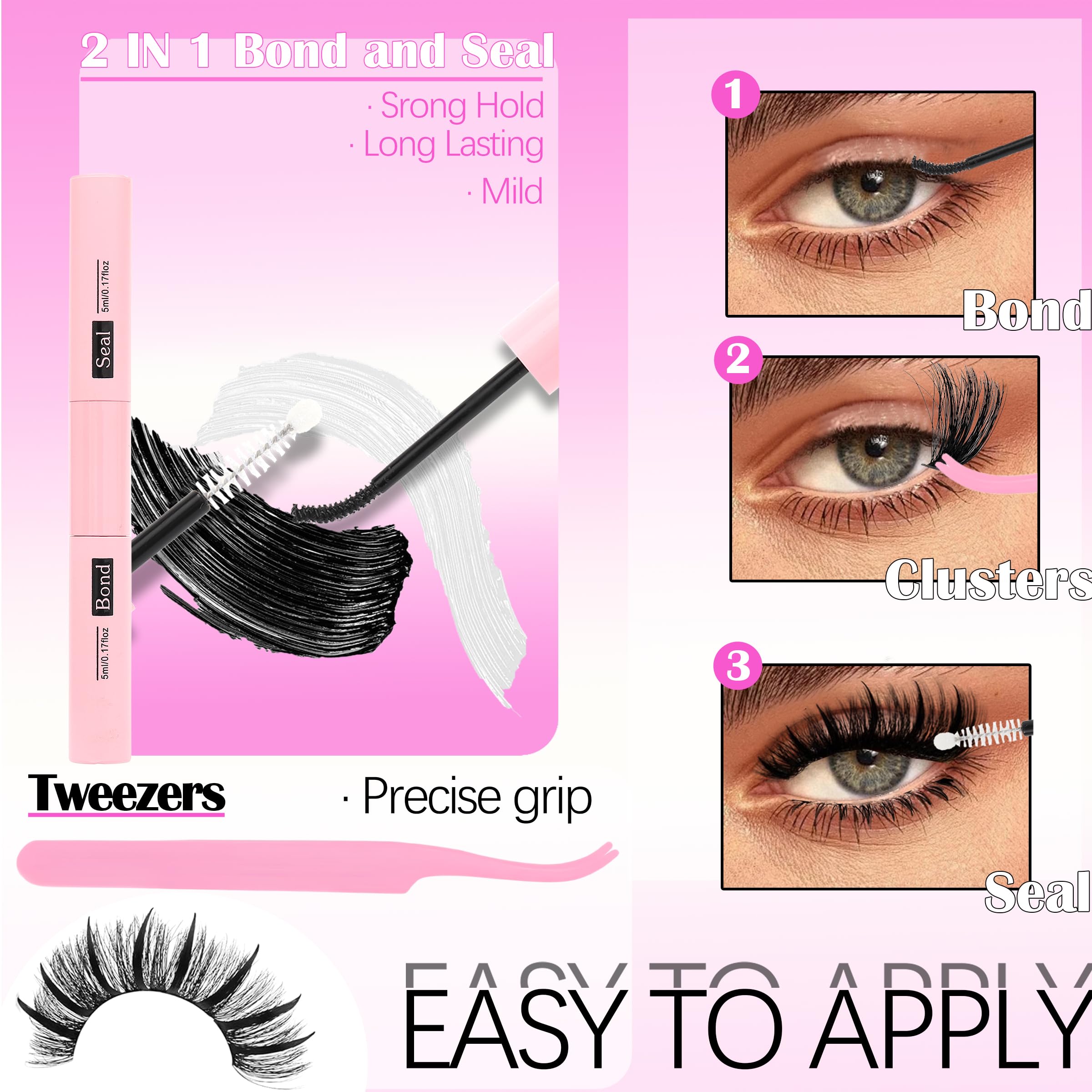 Lashes Clusters Kit 1846Pcs Bulk Packs Volume False Eyelash Extensions D Curl Wispy Individual Eyelashes, Volume Studio Effect, Wholesale Large Pack with Glue&Seal|Tweezers|Removers|Cleanser