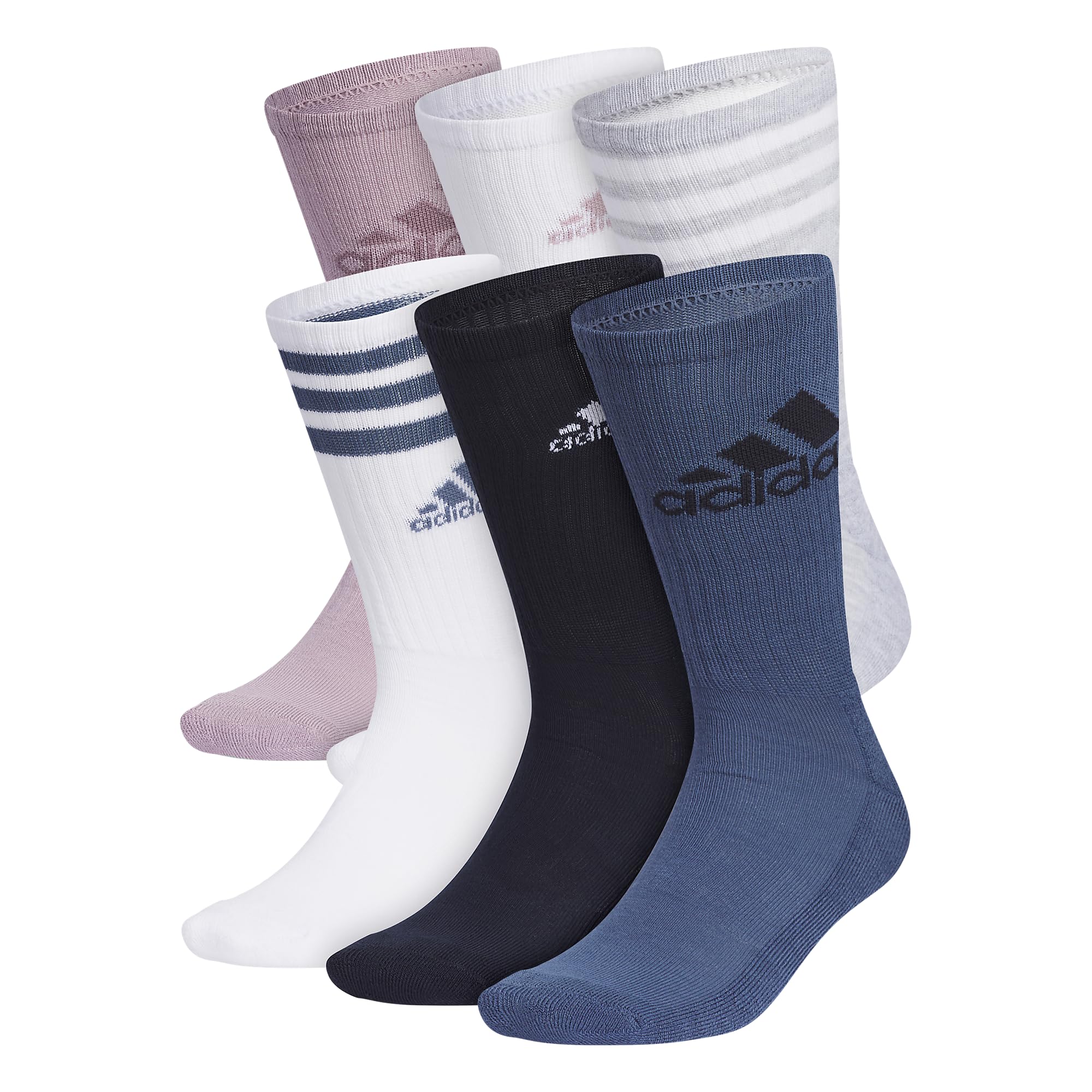 adidas Men's Athletic Cushioned 6-Pack Crew, Cushioned Crew Socks with Arch Compression for a Secure Fit