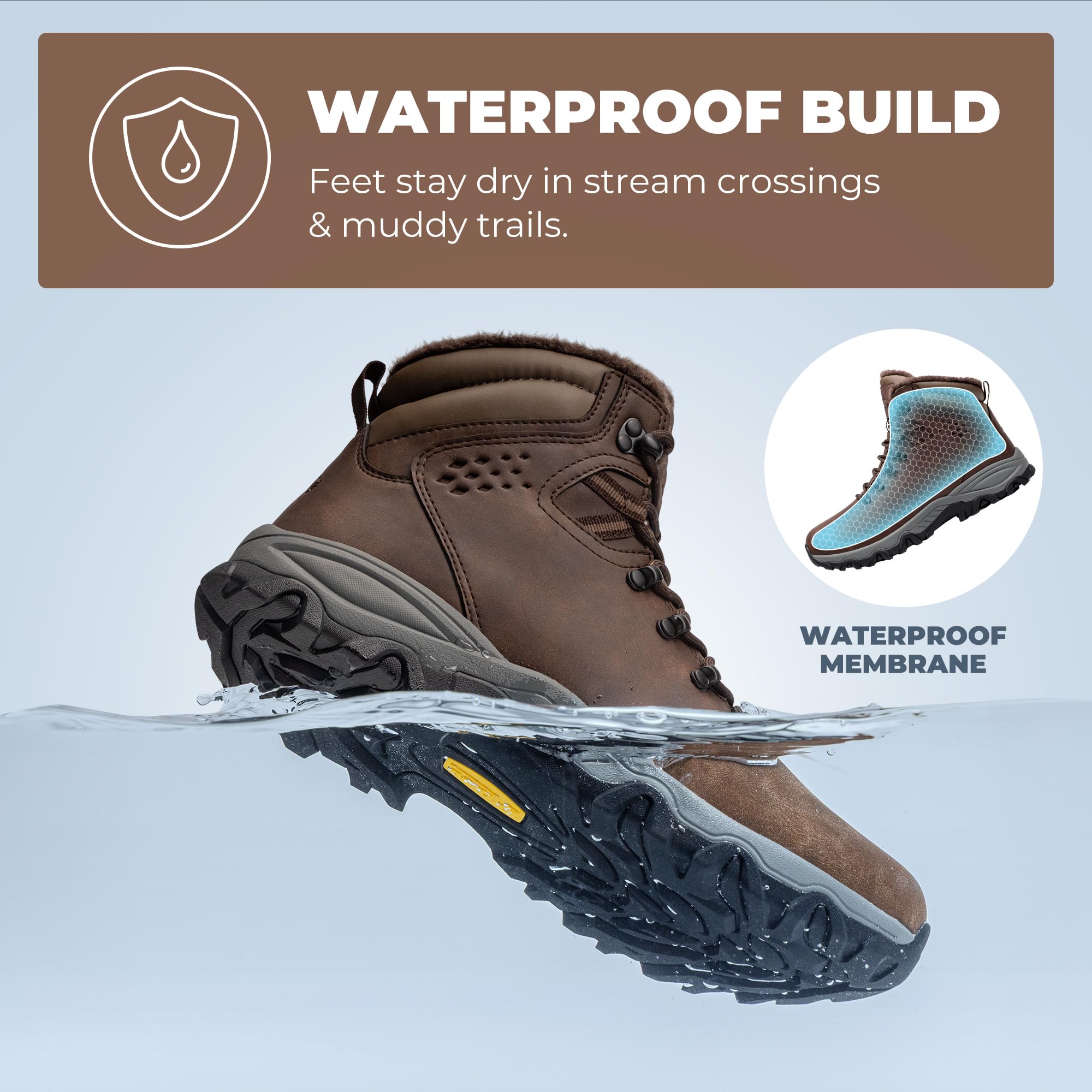 NORTIV 8 Mens Hiking Winter Snow Insulated Waterproof Outdoor Boots