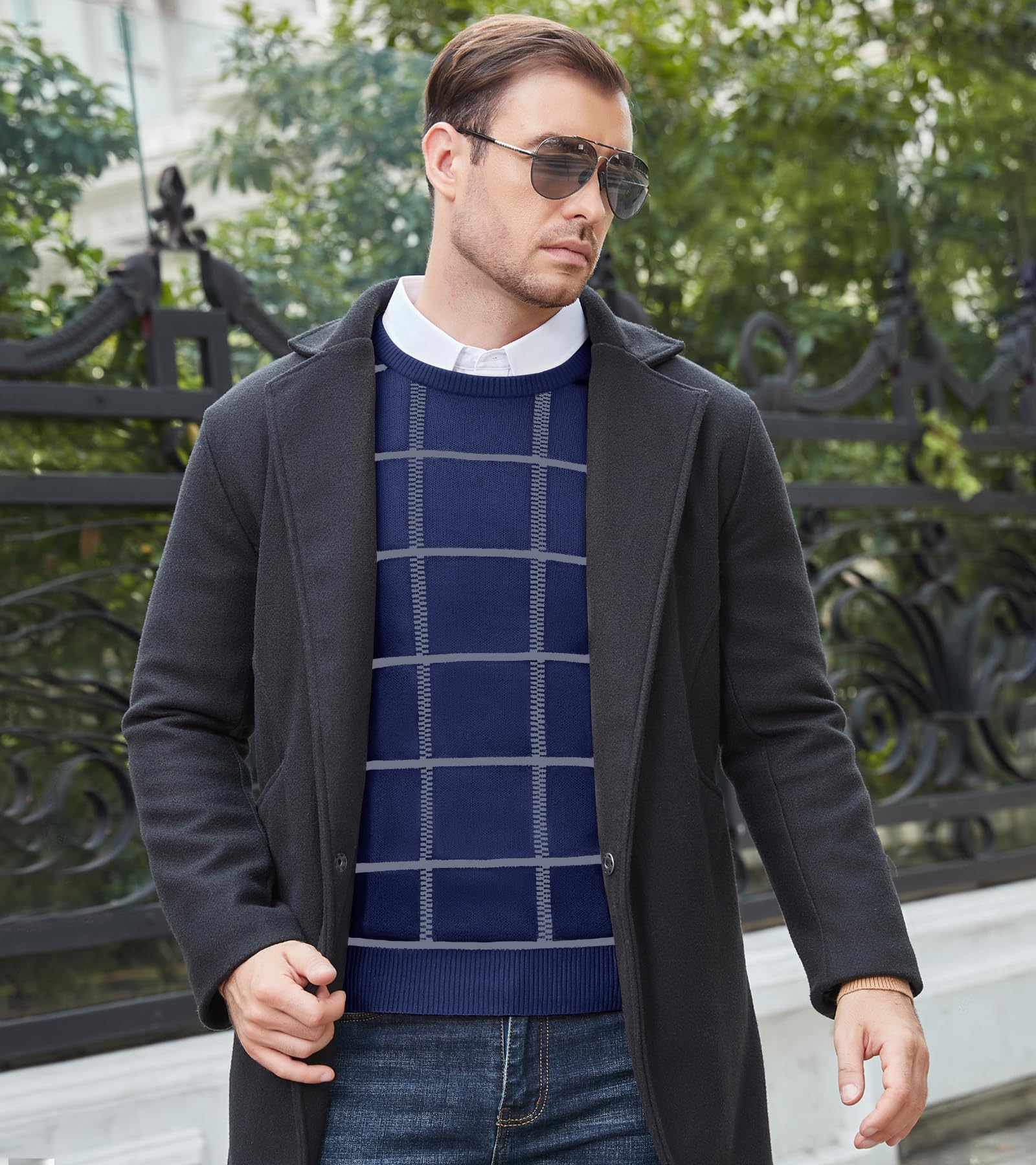 MAGNIVIT Men's Basic Designed Knitted Sweaters Cotton Soft Crewneck Fall Winter Sweaters