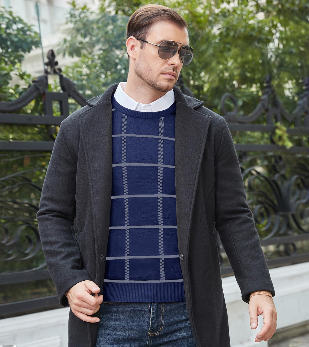 MAGNIVIT Men's Basic Designed Knitted Sweaters Cotton Soft Crewneck Fall Winter Sweaters