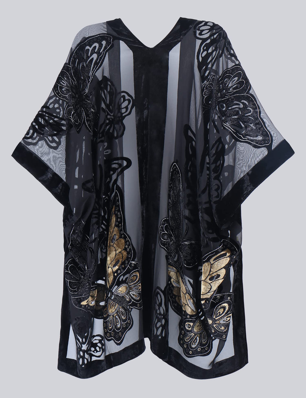 Women's Burnout Velvet Kimono Long Cardigan Cover Up Casual Outfit