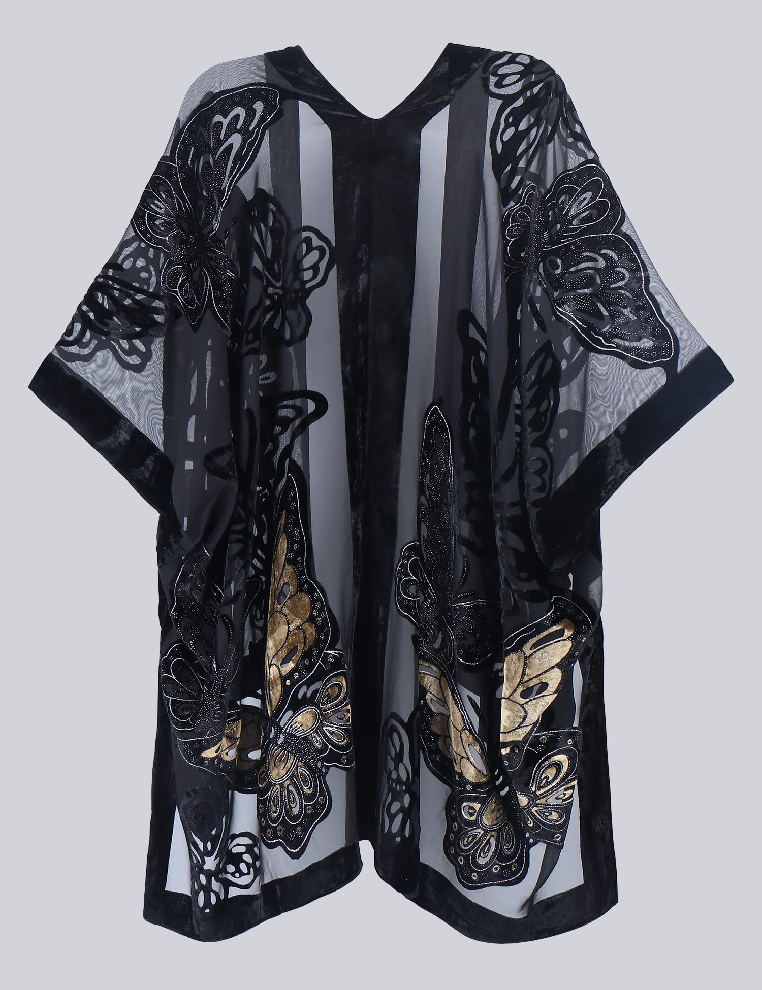 Women's Burnout Velvet Kimono Long Cardigan Cover Up Casual Outfit
