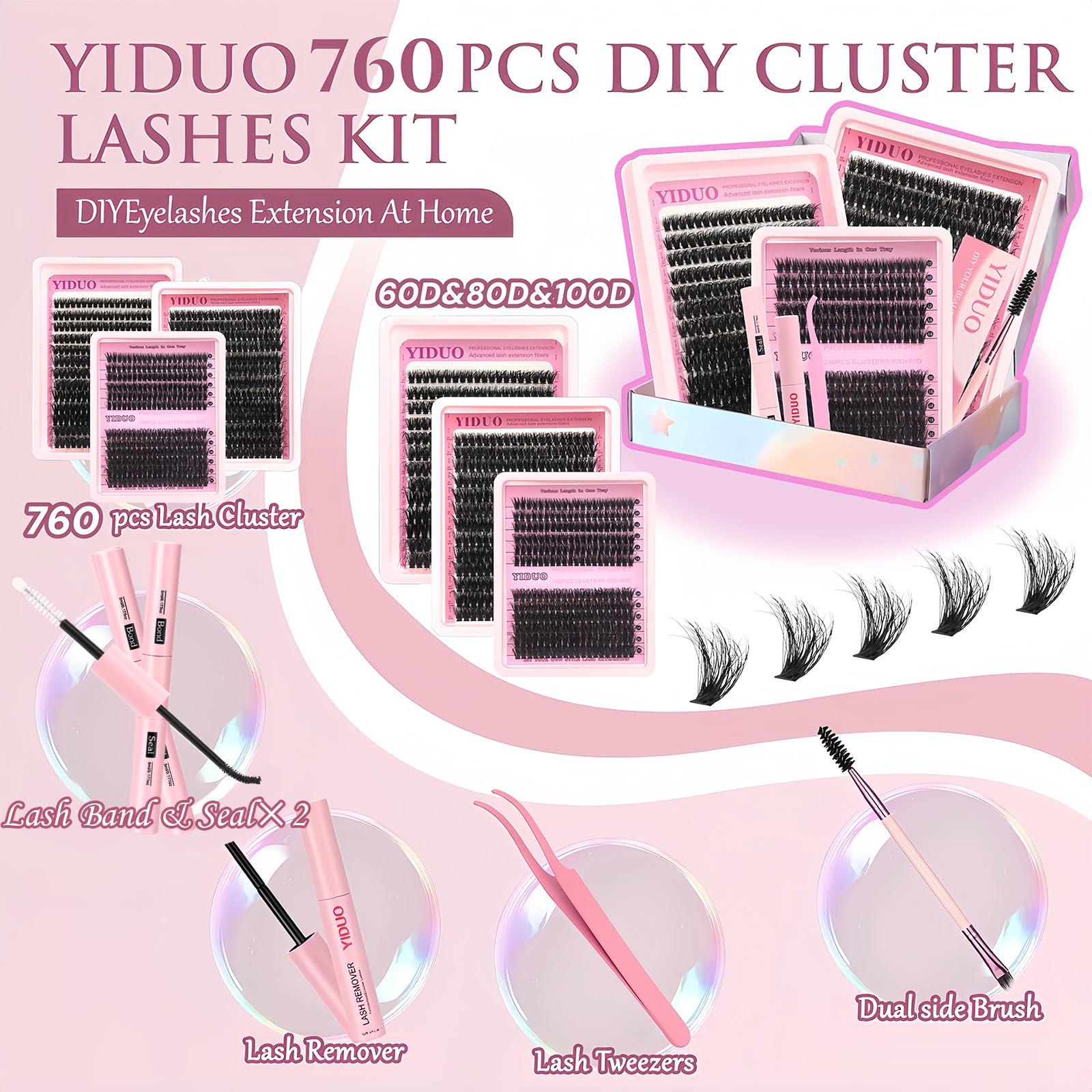 Lashes Clusters Kit 1846Pcs Bulk Packs Volume False Eyelash Extensions D Curl Wispy Individual Eyelashes, Volume Studio Effect, Wholesale Large Pack with Glue&Seal|Tweezers|Removers|Cleanser
