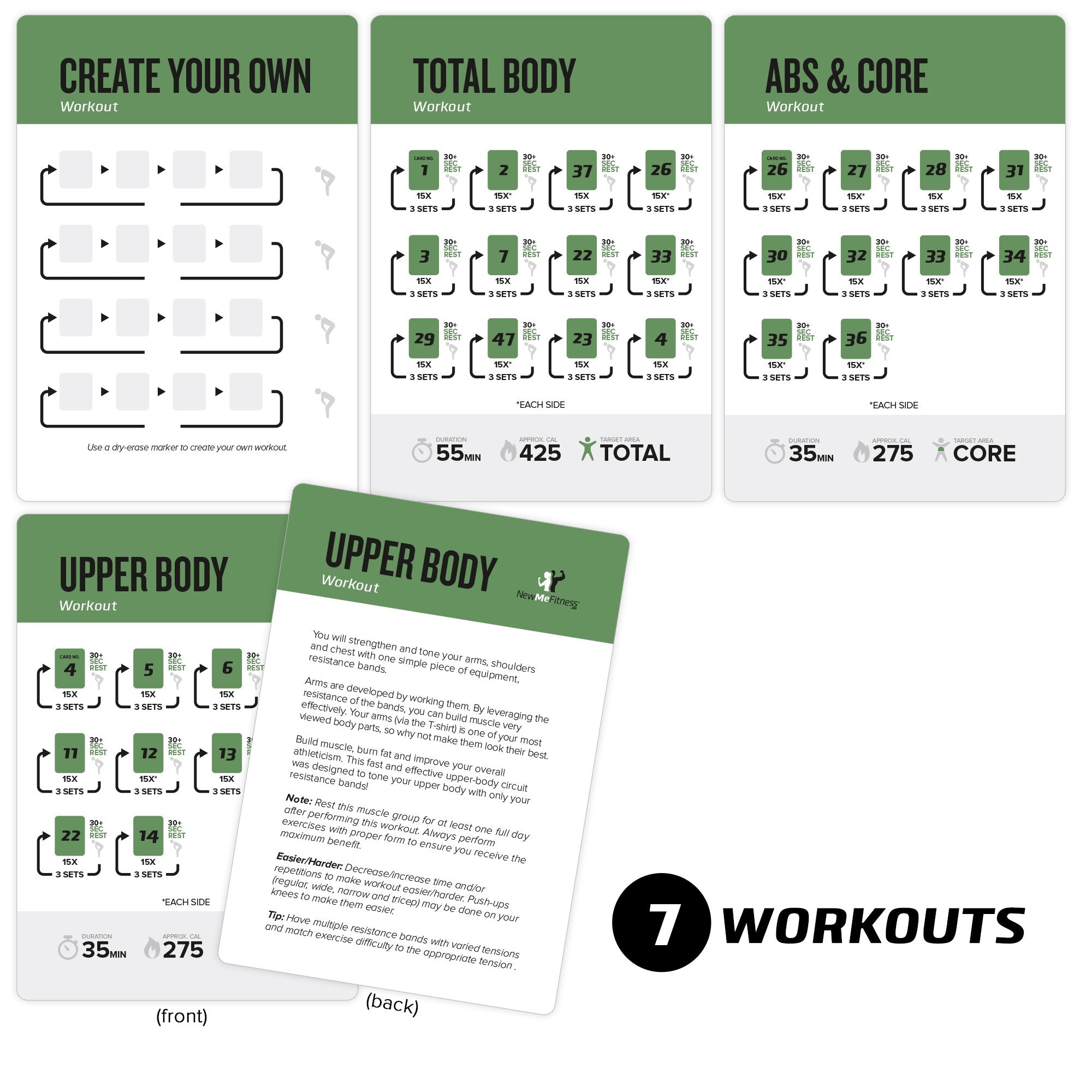 NewMe Fitness Bodyweight Workout Cards, Instructional Fitness Deck for Women & Men, Beginner Fitness Guide to Training Exercises at Home or Gym (Bodyweight, Vol 1)
