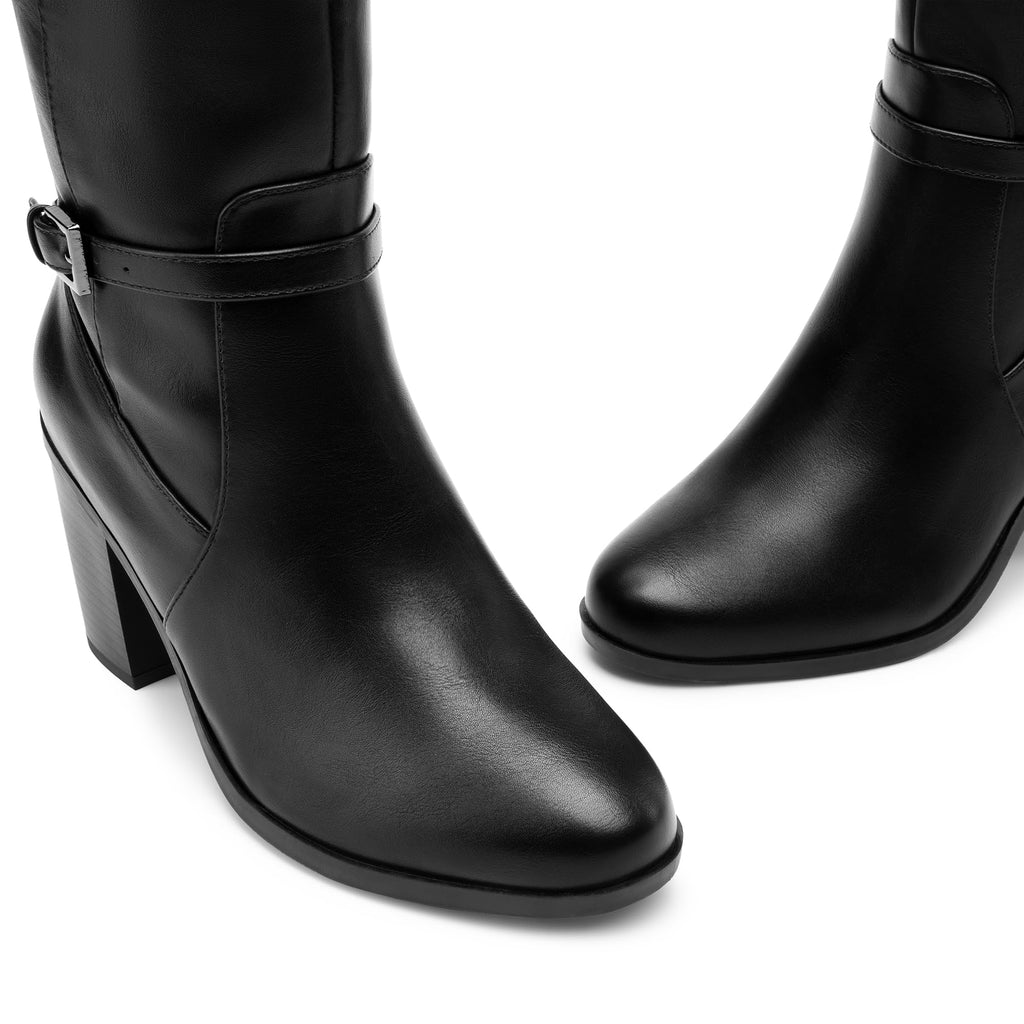 DREAM PAIRS Women's Knee-High Boots Comfortable Chunky Block Heel Side Zipper