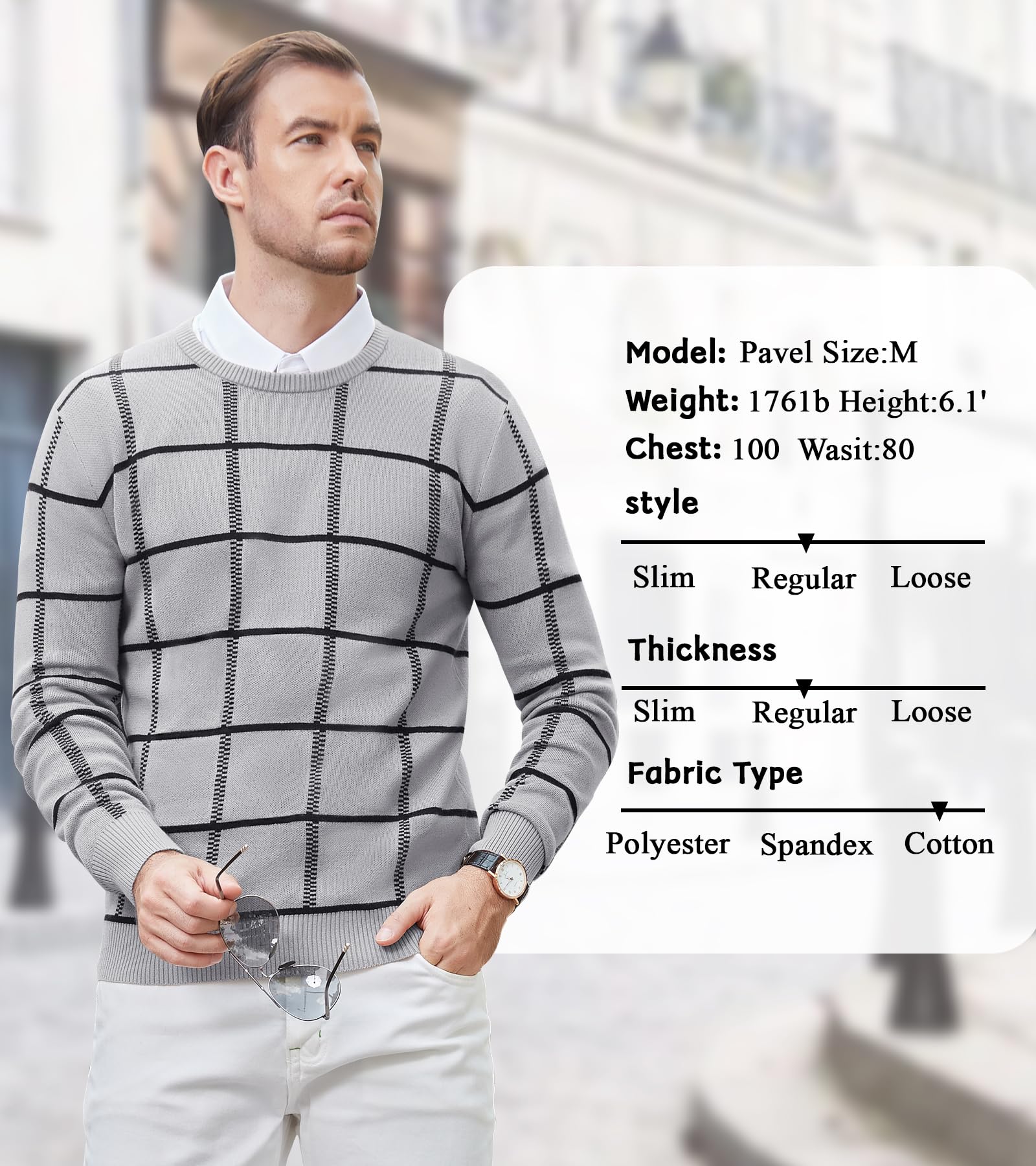 MAGNIVIT Men's Basic Designed Knitted Sweaters Cotton Soft Crewneck Fall Winter Sweaters