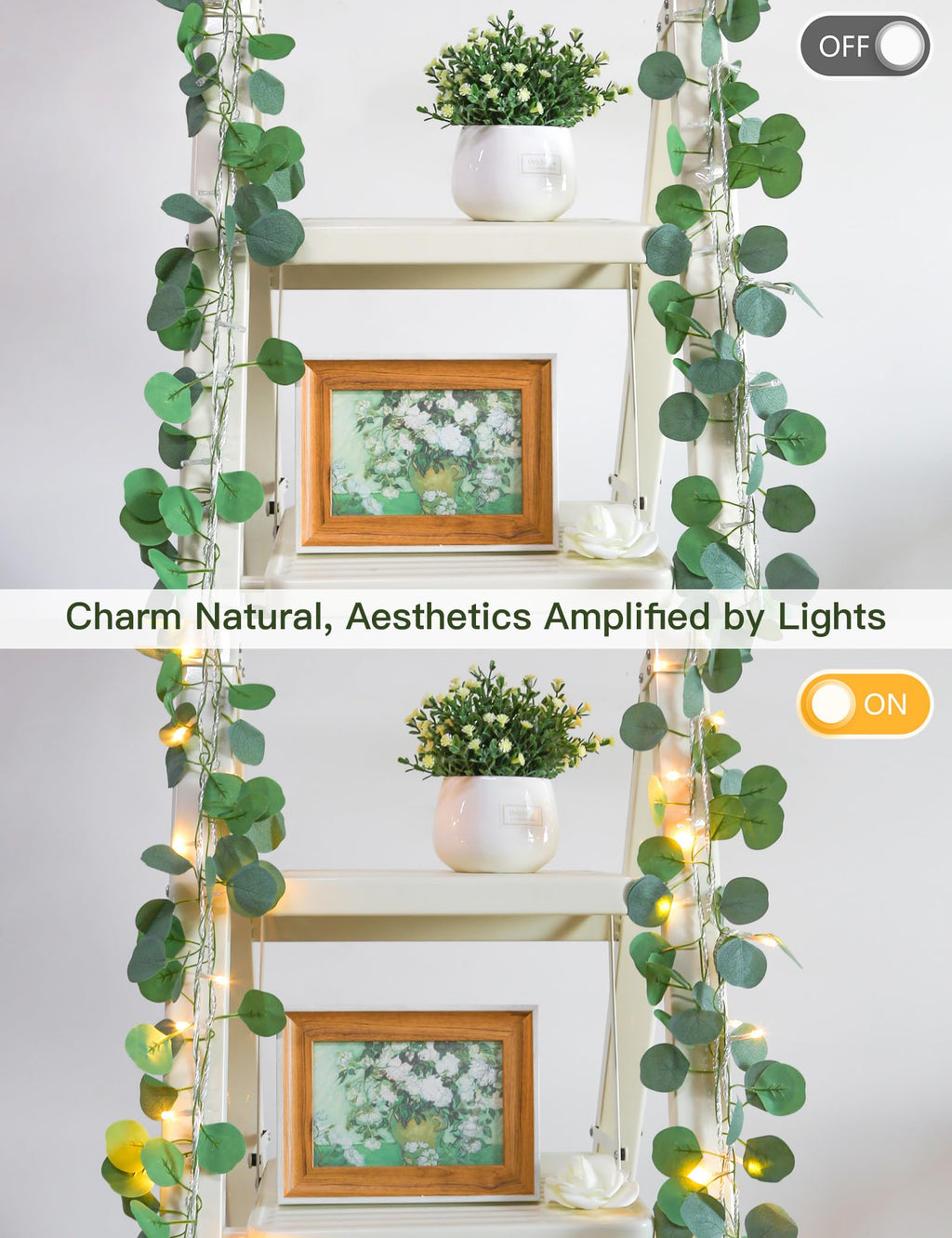 suddus Vine with Fairy Lights Battery Operated, 33ft 100 LED Maple Leaf String Lights with Remote, Dimmable Fall Garland with Lights for Bedroom Wall Indoor Outdoor Thanksgiving Decor (Warm White)