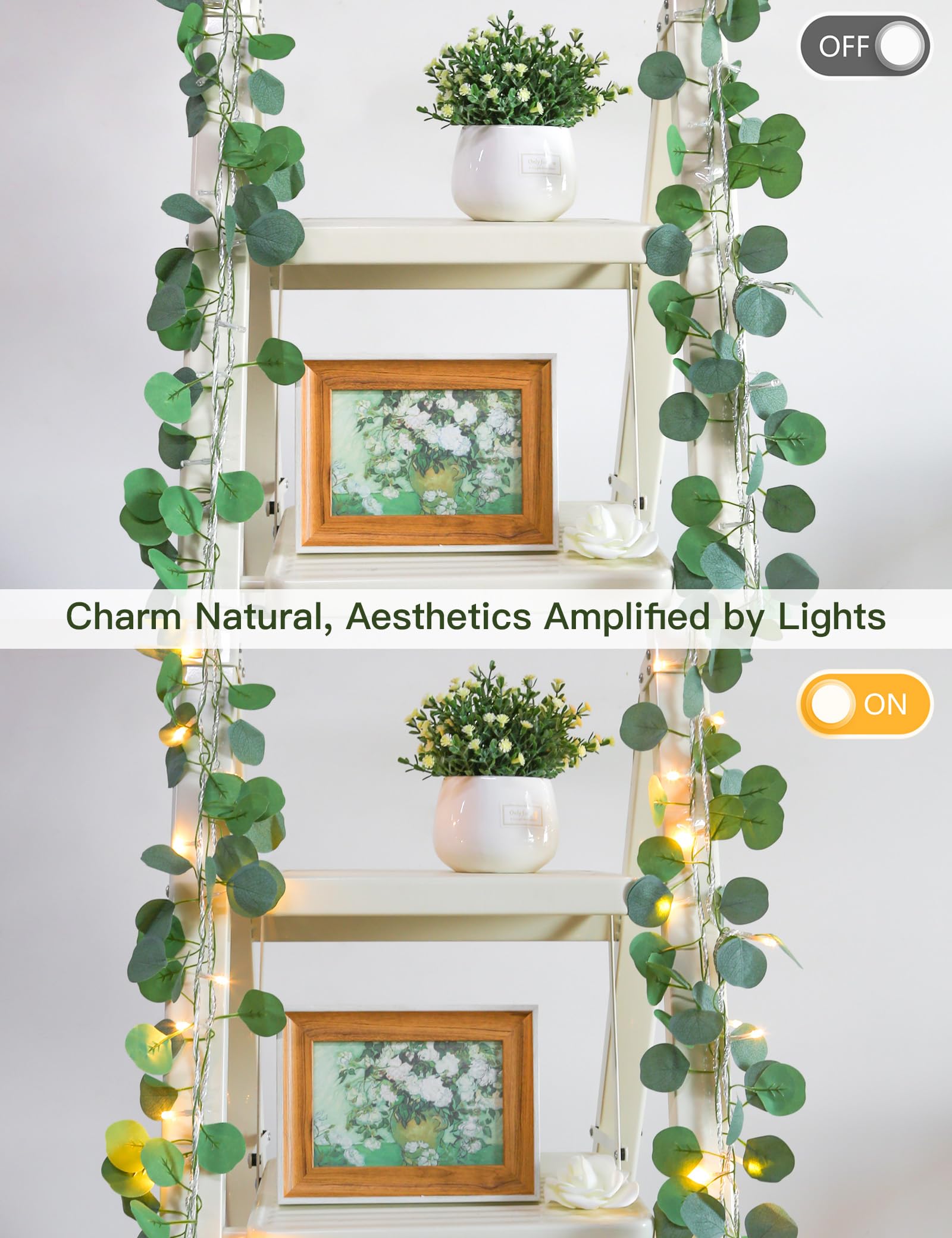 suddus Vine with Fairy Lights Battery Operated, 33ft 100 LED Maple Leaf String Lights with Remote, Dimmable Fall Garland with Lights for Bedroom Wall Indoor Outdoor Thanksgiving Decor (Warm White)