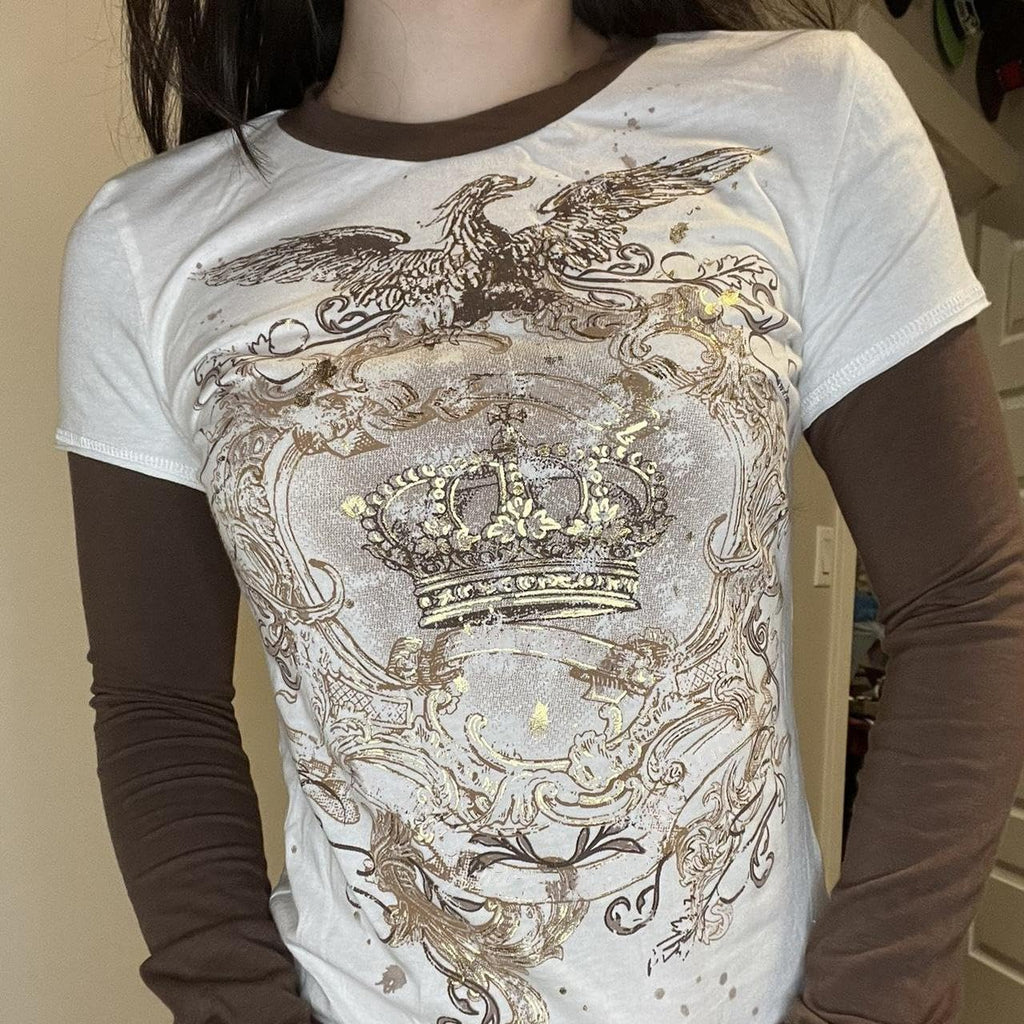 Goth Shirt Gothic Shirt Fake Two-Piece Alternative Clothing Goth Long Sleeve Top Grunge Clothes