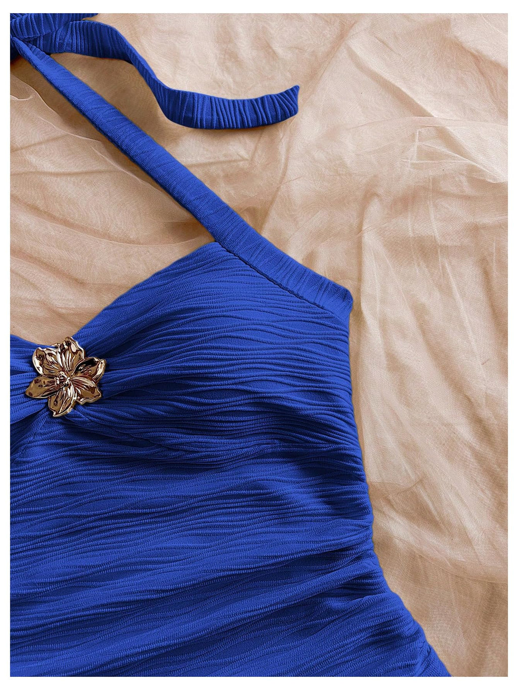 SOLY HUX Women's V Neck Halter Tops Open Back Y2k Ruched Floral Metal Summer Going Out Cami Tops