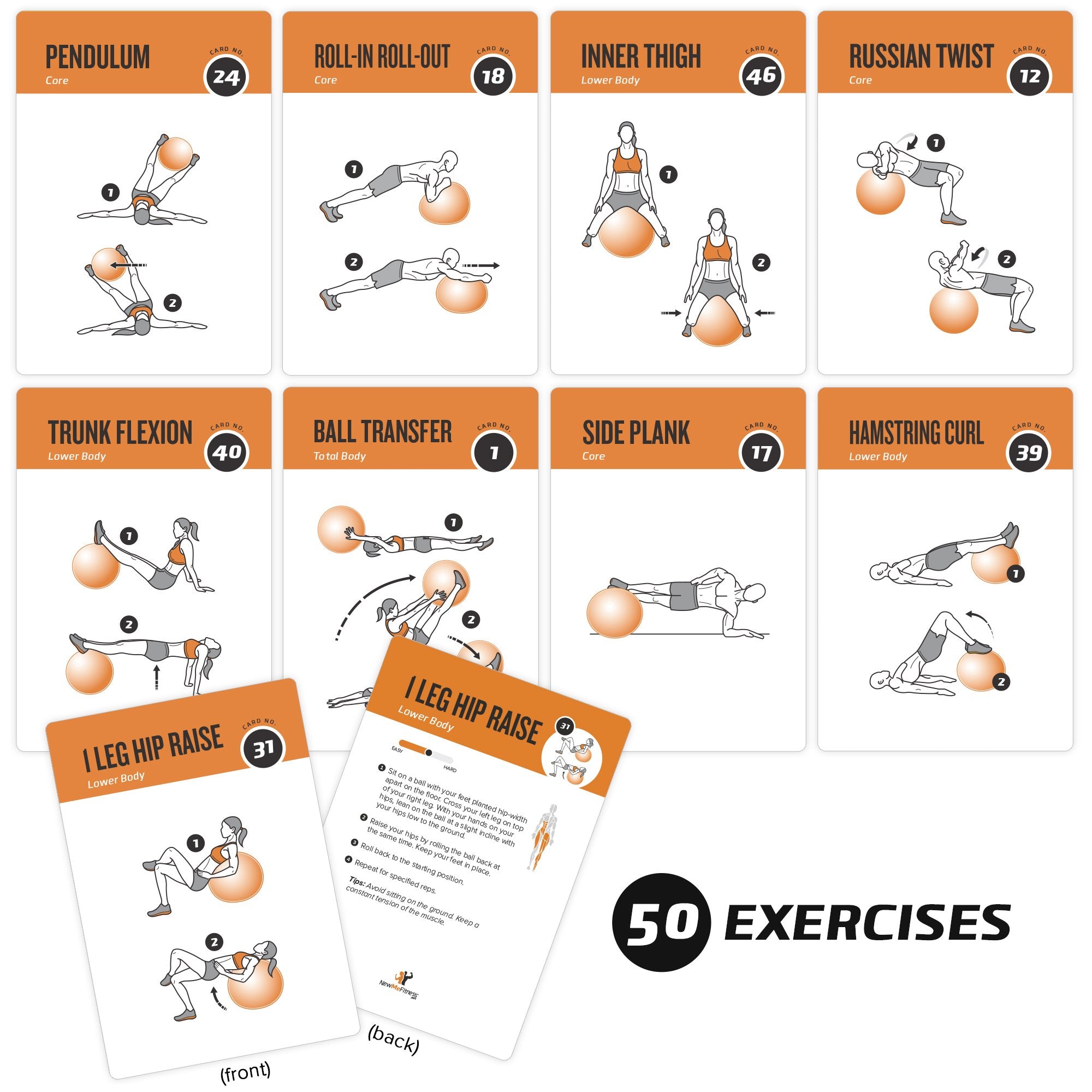 NewMe Fitness Bodyweight Workout Cards, Instructional Fitness Deck for Women & Men, Beginner Fitness Guide to Training Exercises at Home or Gym (Bodyweight, Vol 1)