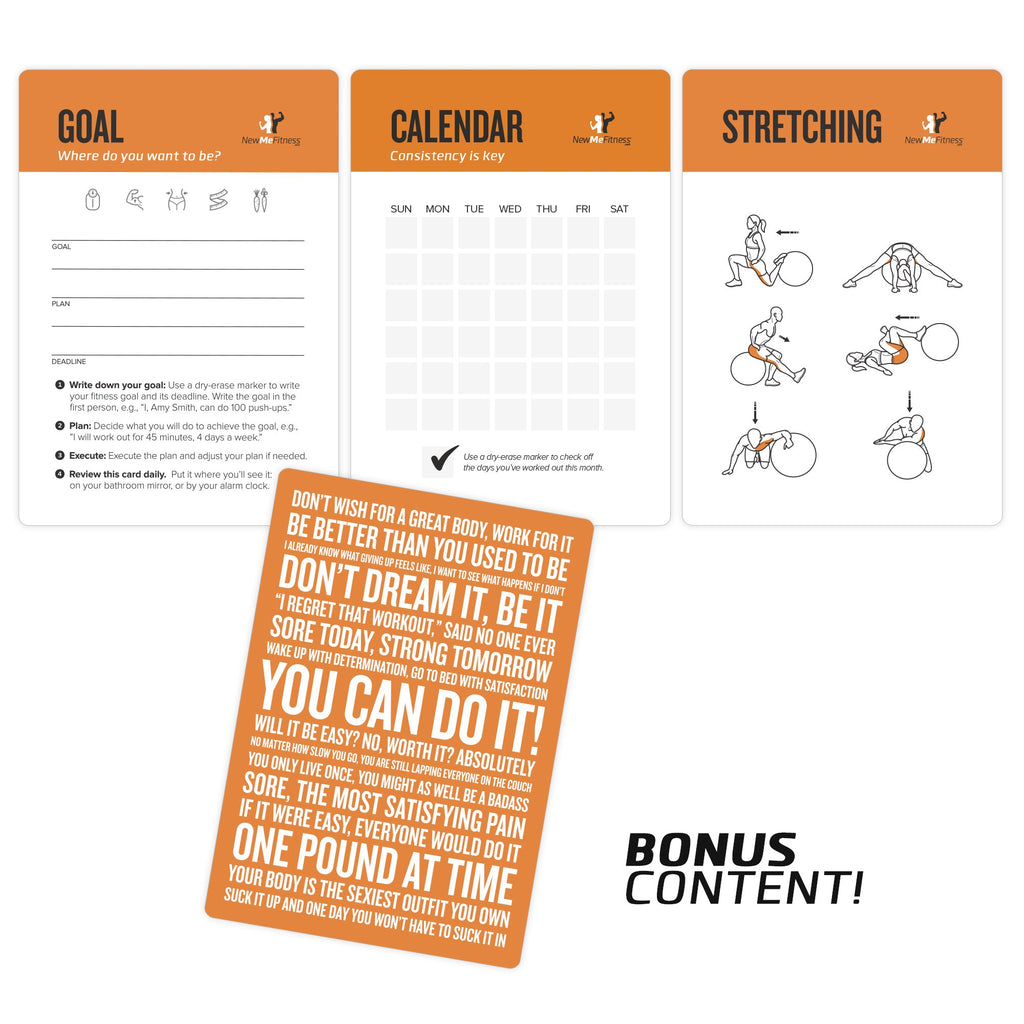 NewMe Fitness Bodyweight Workout Cards, Instructional Fitness Deck for Women & Men, Beginner Fitness Guide to Training Exercises at Home or Gym (Bodyweight, Vol 1)