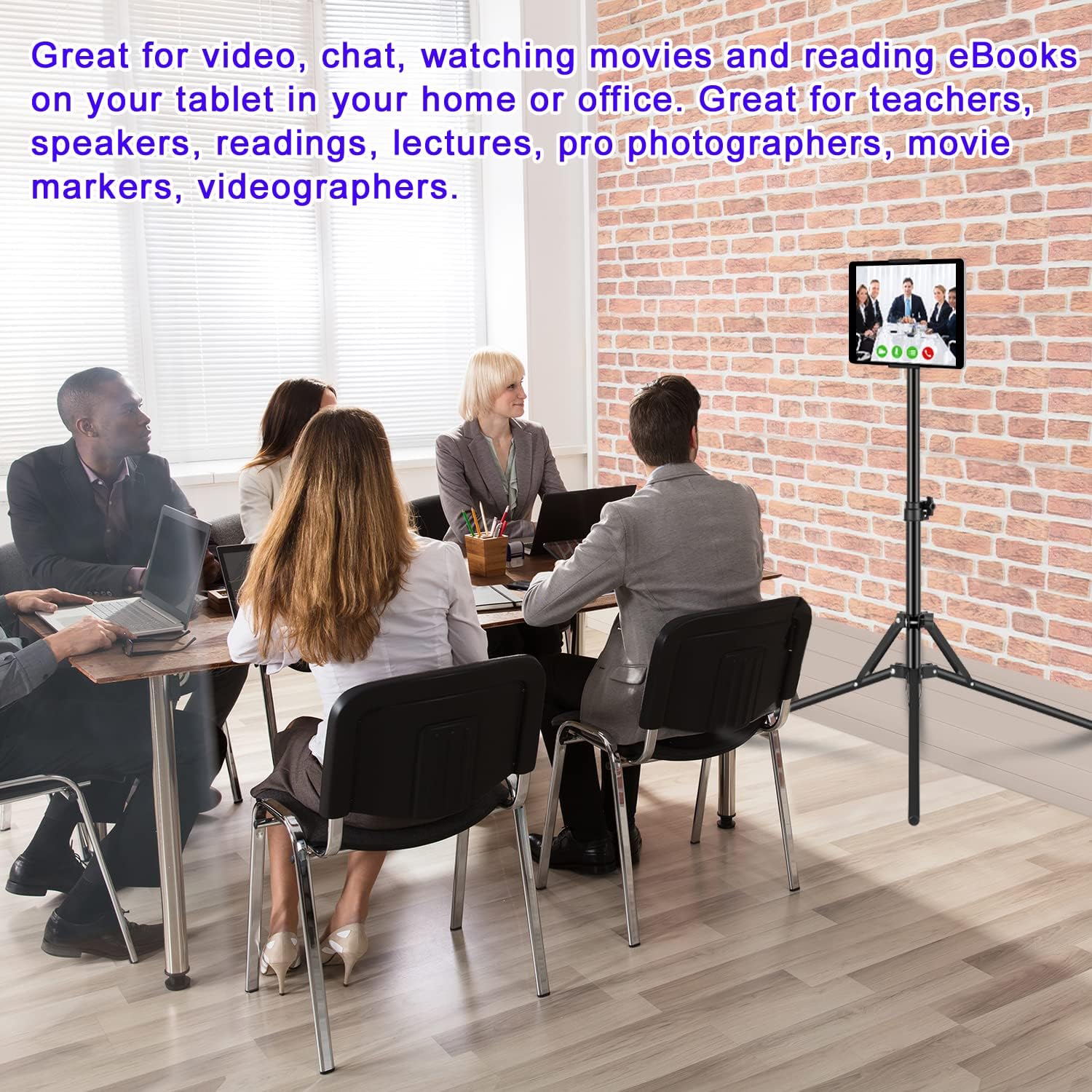 Ipad Tripod Stand, with 65 inch Height Adjustable iPad Stand Holder & iPad Floor Stand with 360° Rotating iPad Tripod Mount for iPad Pro, iPhone, Kindle, and All 4.5-12.9 Inch Tablets