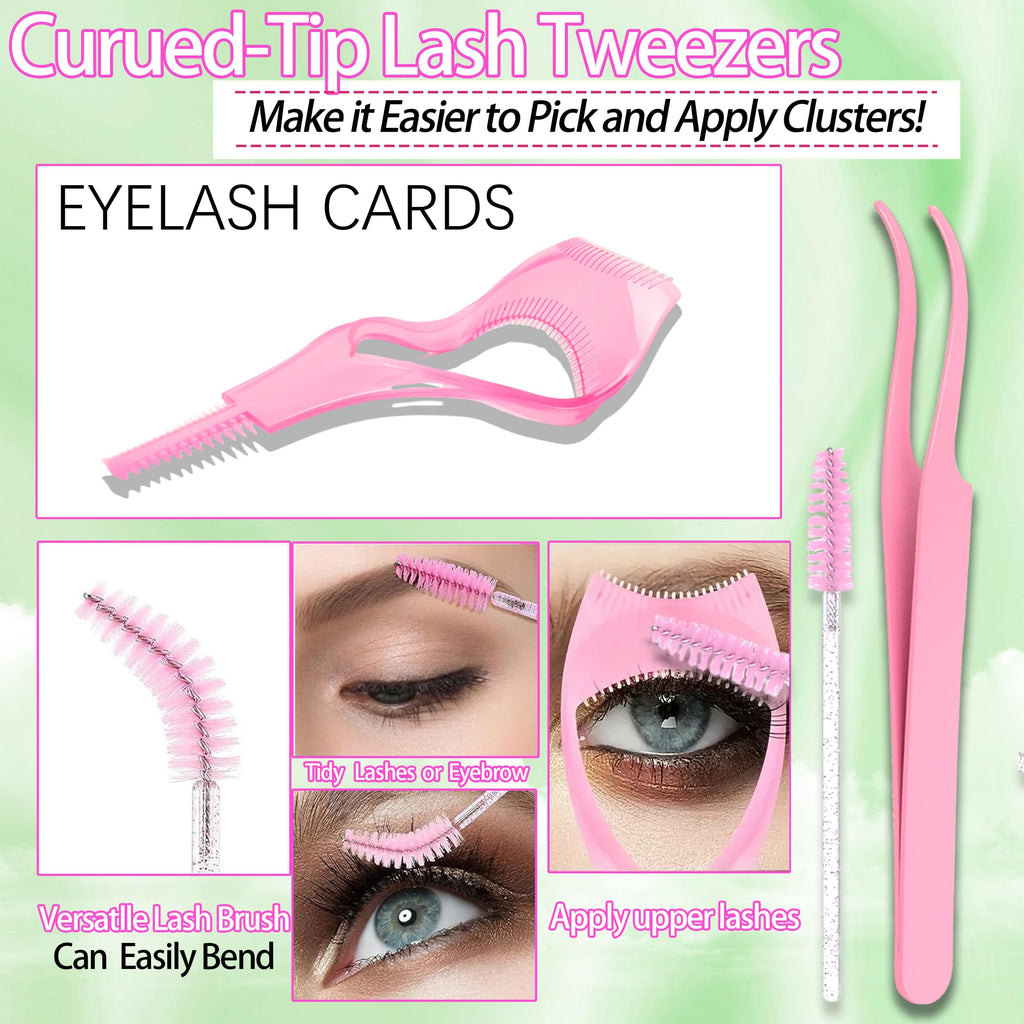 Lashes Clusters Kit 1846Pcs Bulk Packs Volume False Eyelash Extensions D Curl Wispy Individual Eyelashes, Volume Studio Effect, Wholesale Large Pack with Glue&Seal|Tweezers|Removers|Cleanser