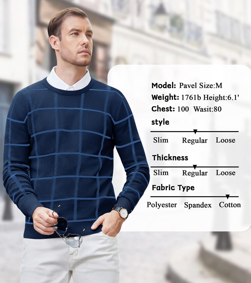 MAGNIVIT Men's Basic Designed Knitted Sweaters Cotton Soft Crewneck Fall Winter Sweaters