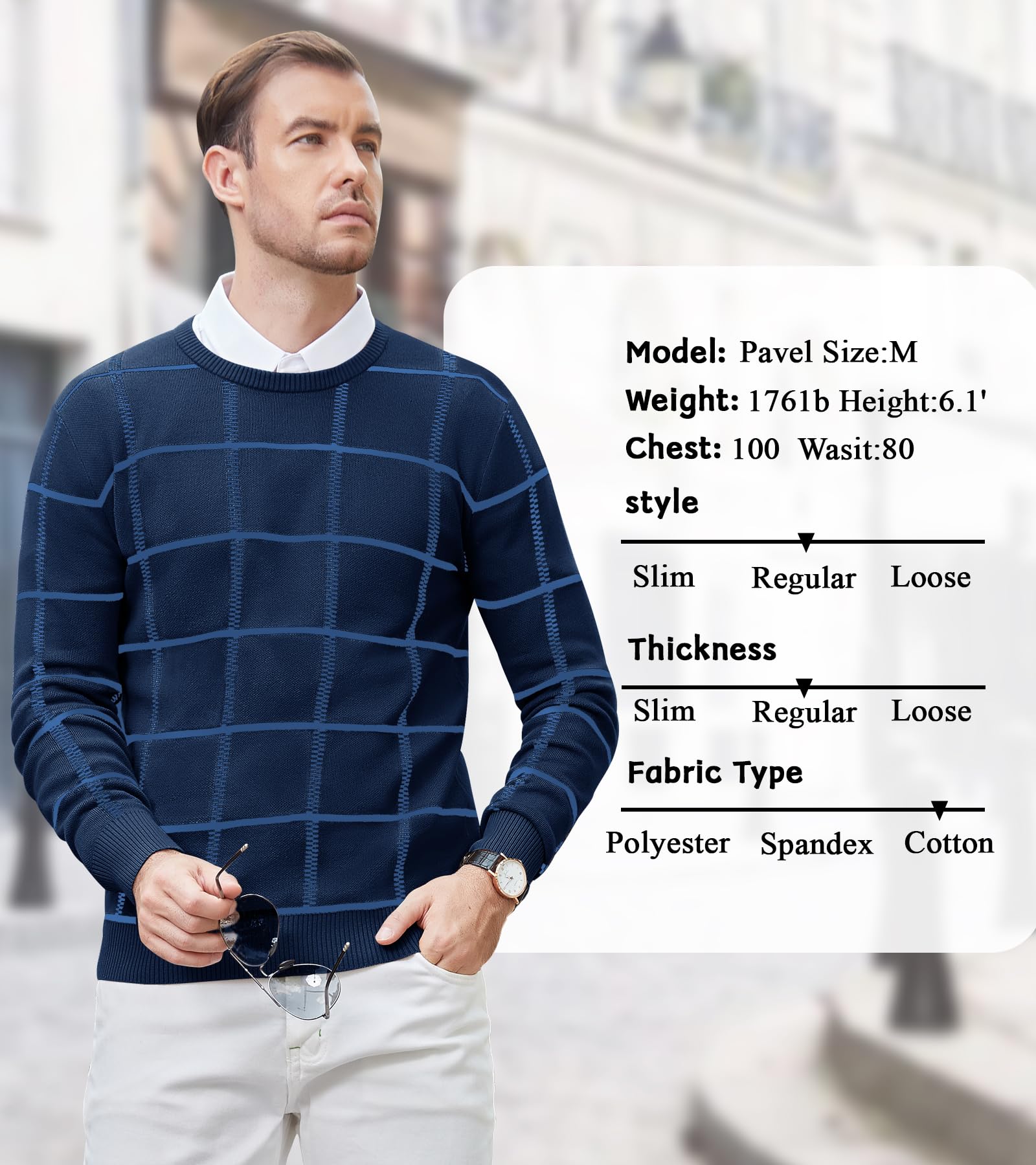 MAGNIVIT Men's Basic Designed Knitted Sweaters Cotton Soft Crewneck Fall Winter Sweaters