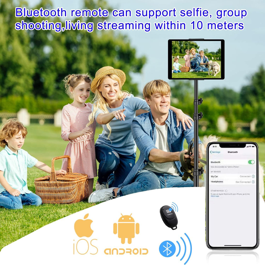 Ipad Tripod Stand, with 65 inch Height Adjustable iPad Stand Holder & iPad Floor Stand with 360° Rotating iPad Tripod Mount for iPad Pro, iPhone, Kindle, and All 4.5-12.9 Inch Tablets