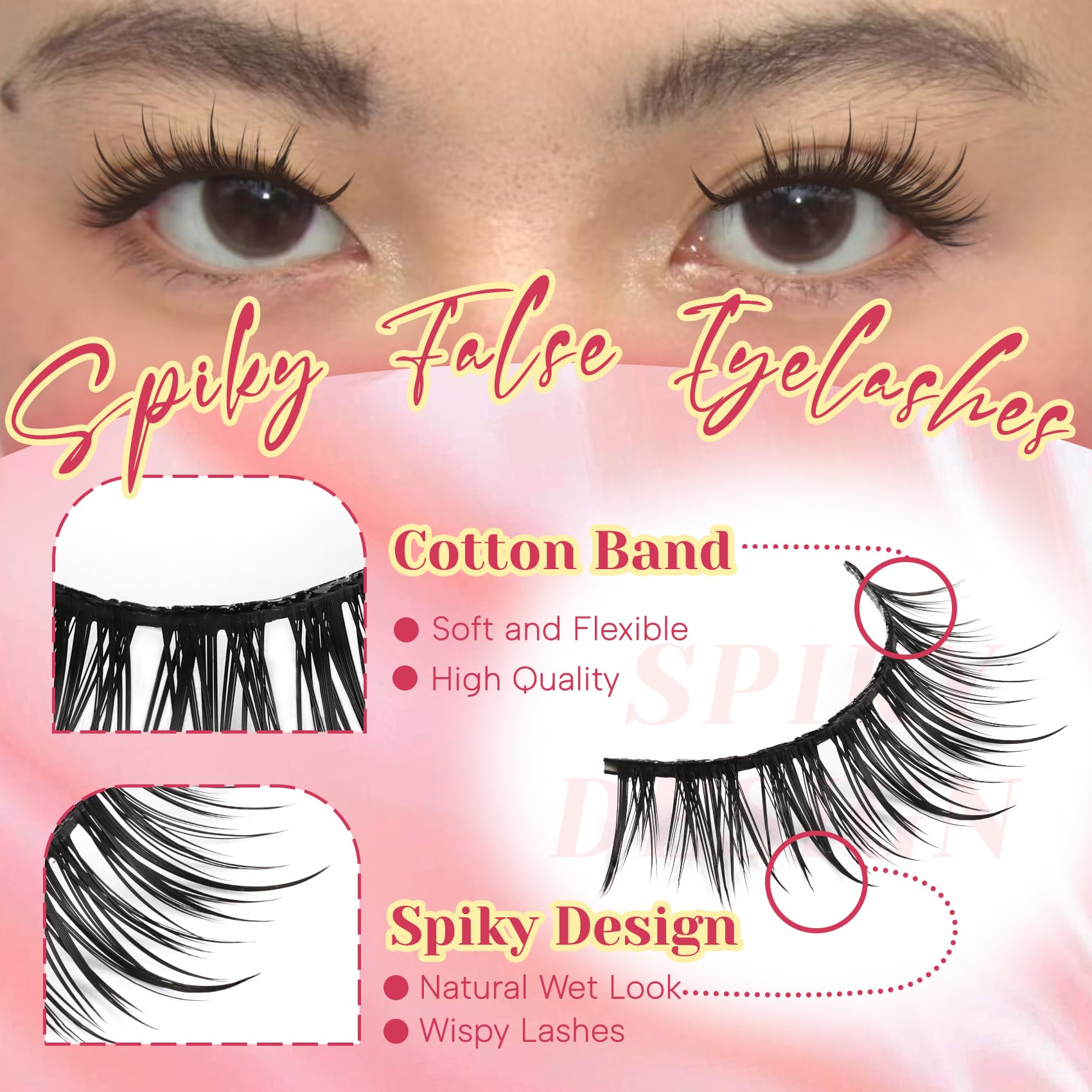 Ahrikiss Lashes Wispy False Eyelashes Natural Look Cat Eye Lashes 8 Pairs Faux Mink Lashes Lightweight Eyelashes Kit with Lash Glue and Lash Tweezers Soft Fake Lashes (Ethereal)