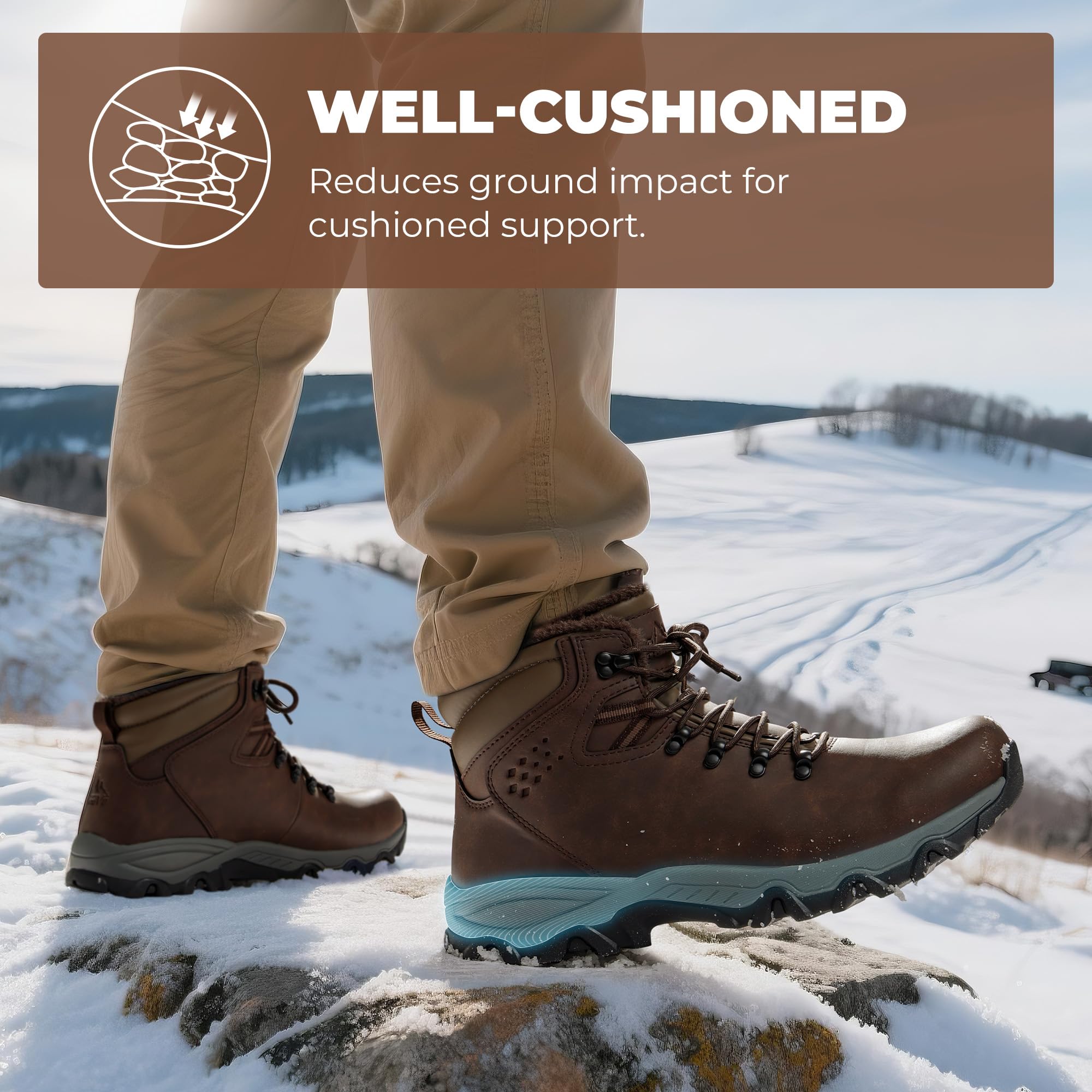 NORTIV 8 Mens Hiking Winter Snow Insulated Waterproof Outdoor Boots