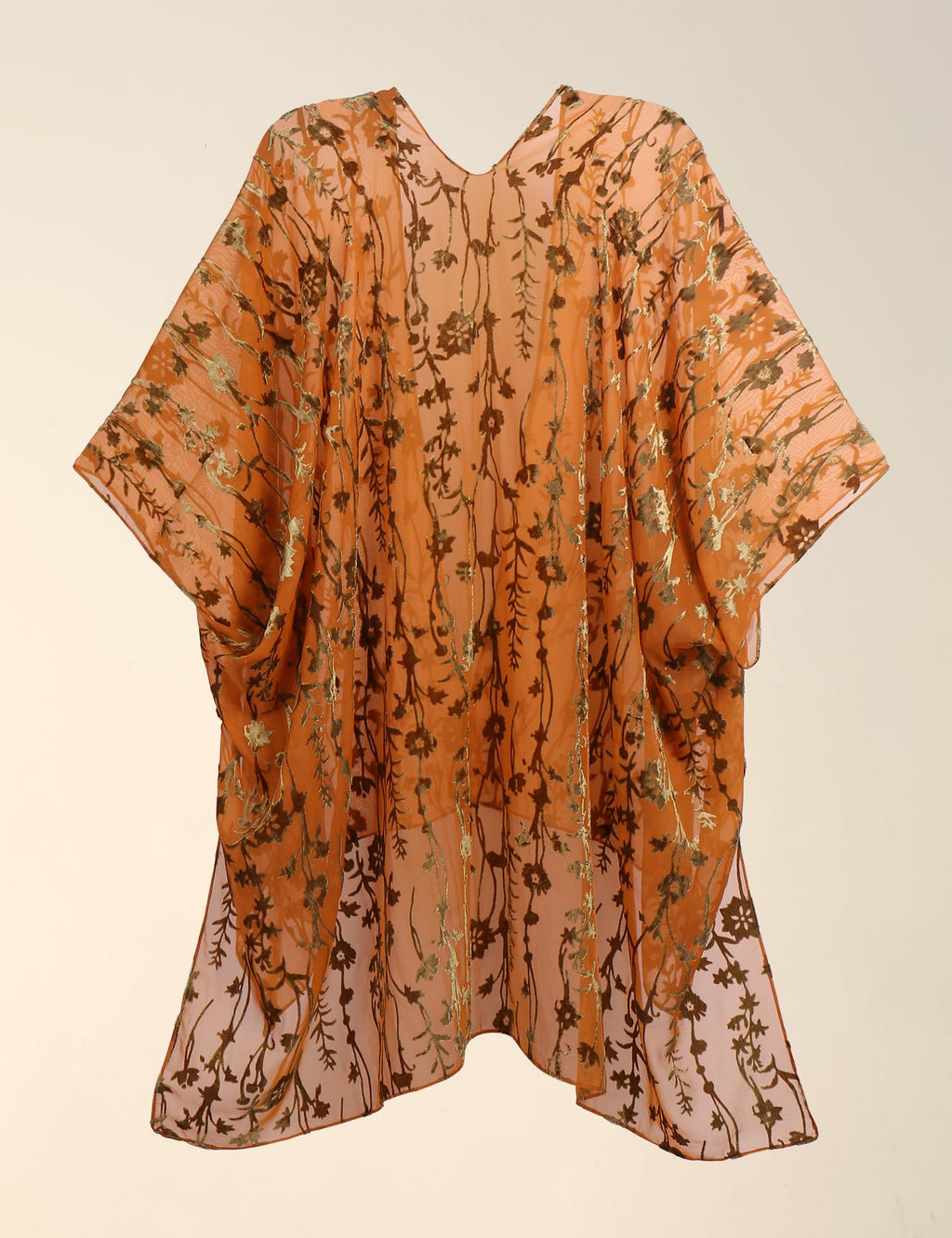 Women's Burnout Velvet Kimono Long Cardigan Cover Up Casual Outfit