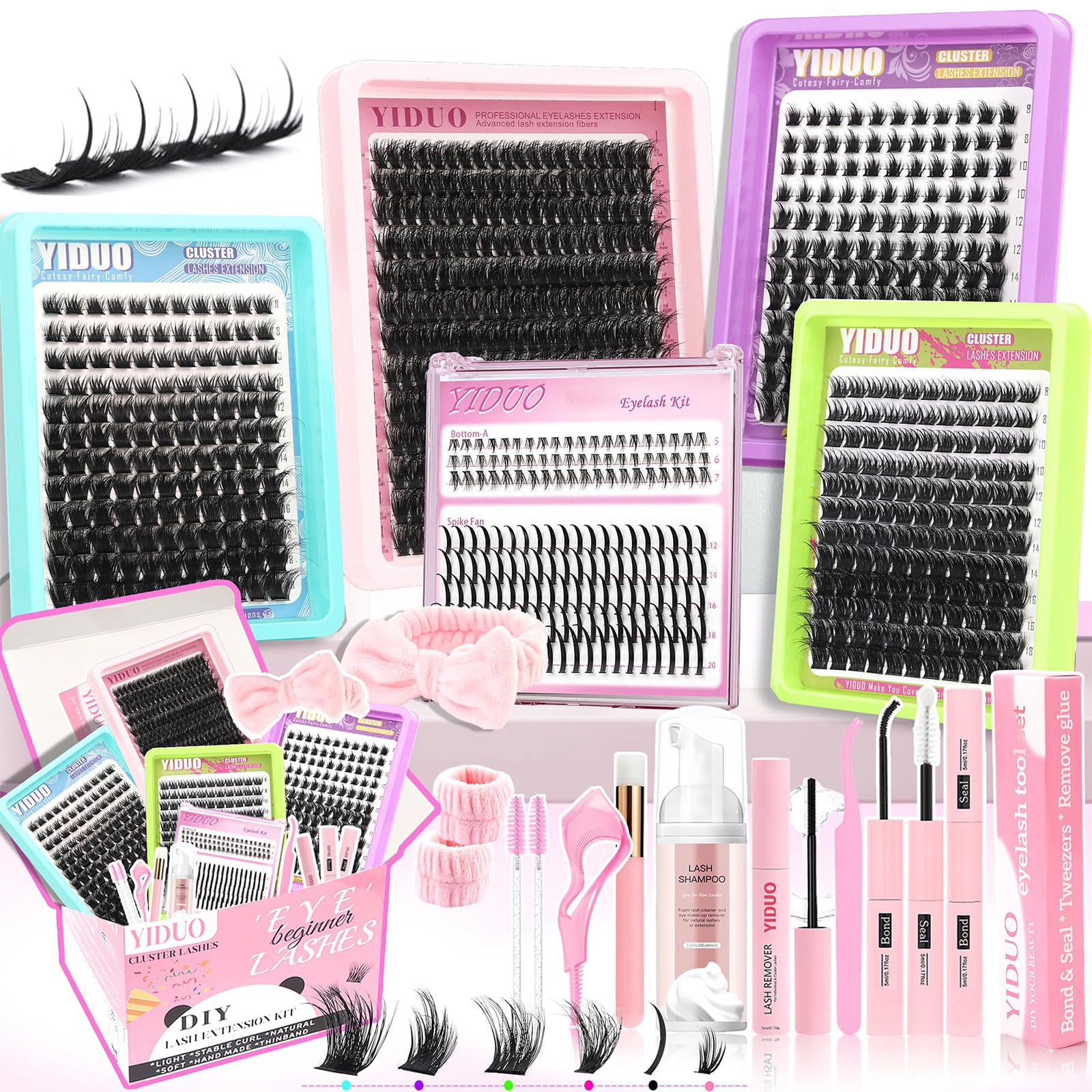 Lashes Clusters Kit 1846Pcs Bulk Packs Volume False Eyelash Extensions D Curl Wispy Individual Eyelashes, Volume Studio Effect, Wholesale Large Pack with Glue&Seal|Tweezers|Removers|Cleanser