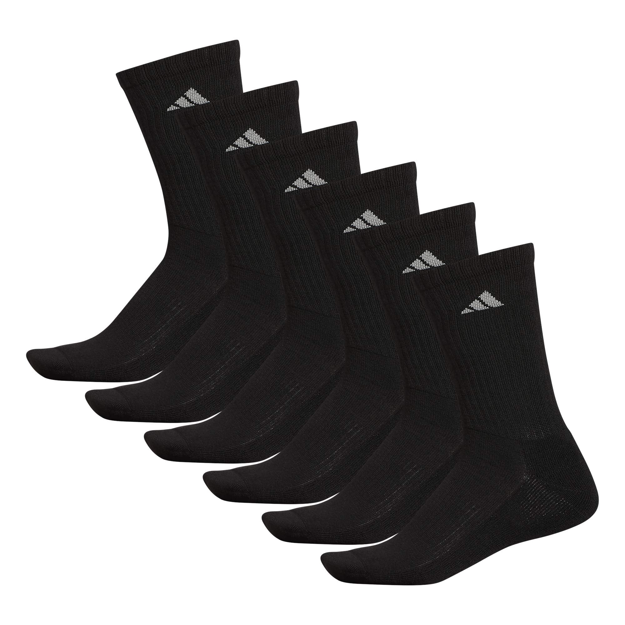adidas Men's Athletic Cushioned 6-Pack Crew, Cushioned Crew Socks with Arch Compression for a Secure Fit