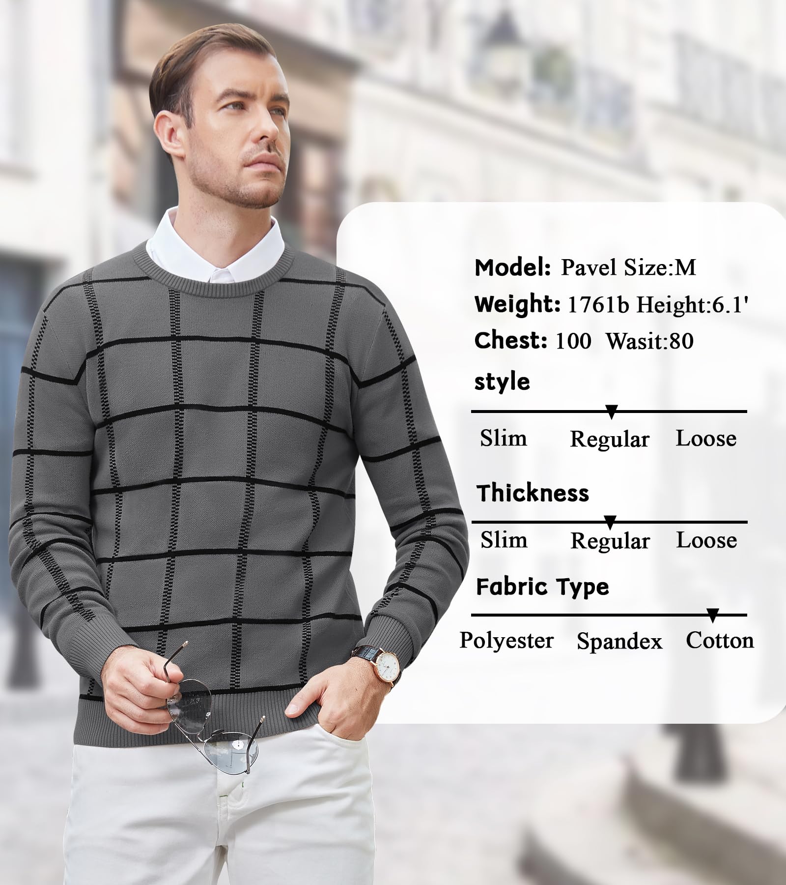 MAGNIVIT Men's Basic Designed Knitted Sweaters Cotton Soft Crewneck Fall Winter Sweaters