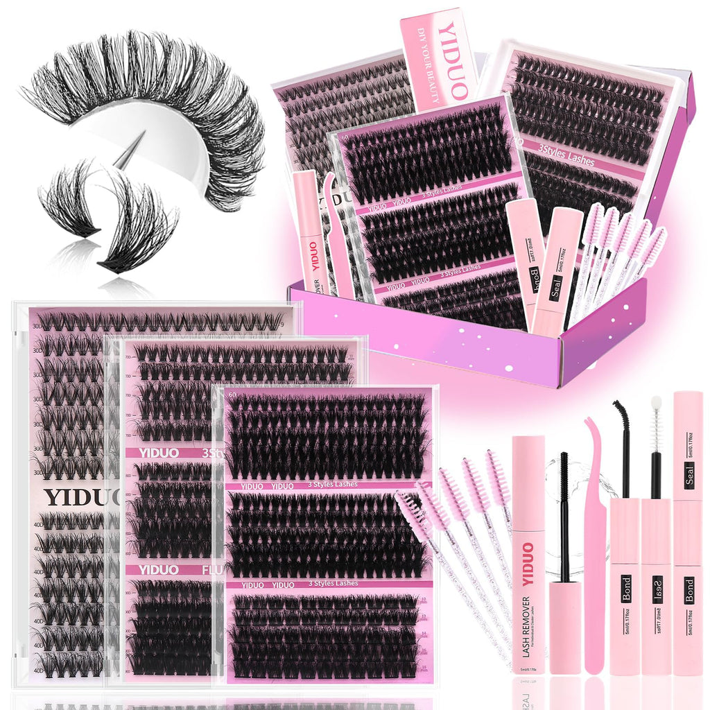 Lashes Clusters Kit 1846Pcs Bulk Packs Volume False Eyelash Extensions D Curl Wispy Individual Eyelashes, Volume Studio Effect, Wholesale Large Pack with Glue&Seal|Tweezers|Removers|Cleanser
