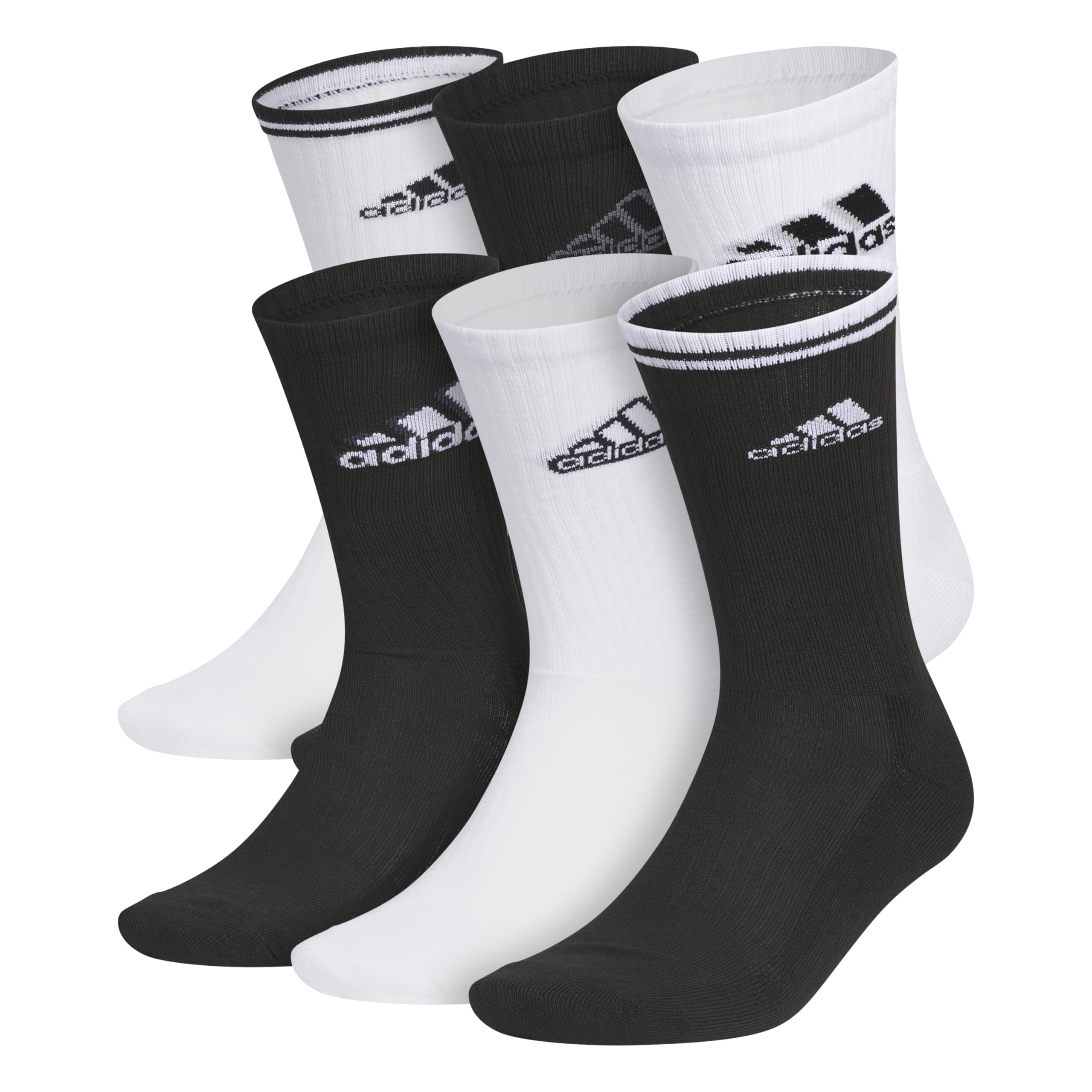 adidas Men's Athletic Cushioned 6-Pack Crew, Cushioned Crew Socks with Arch Compression for a Secure Fit