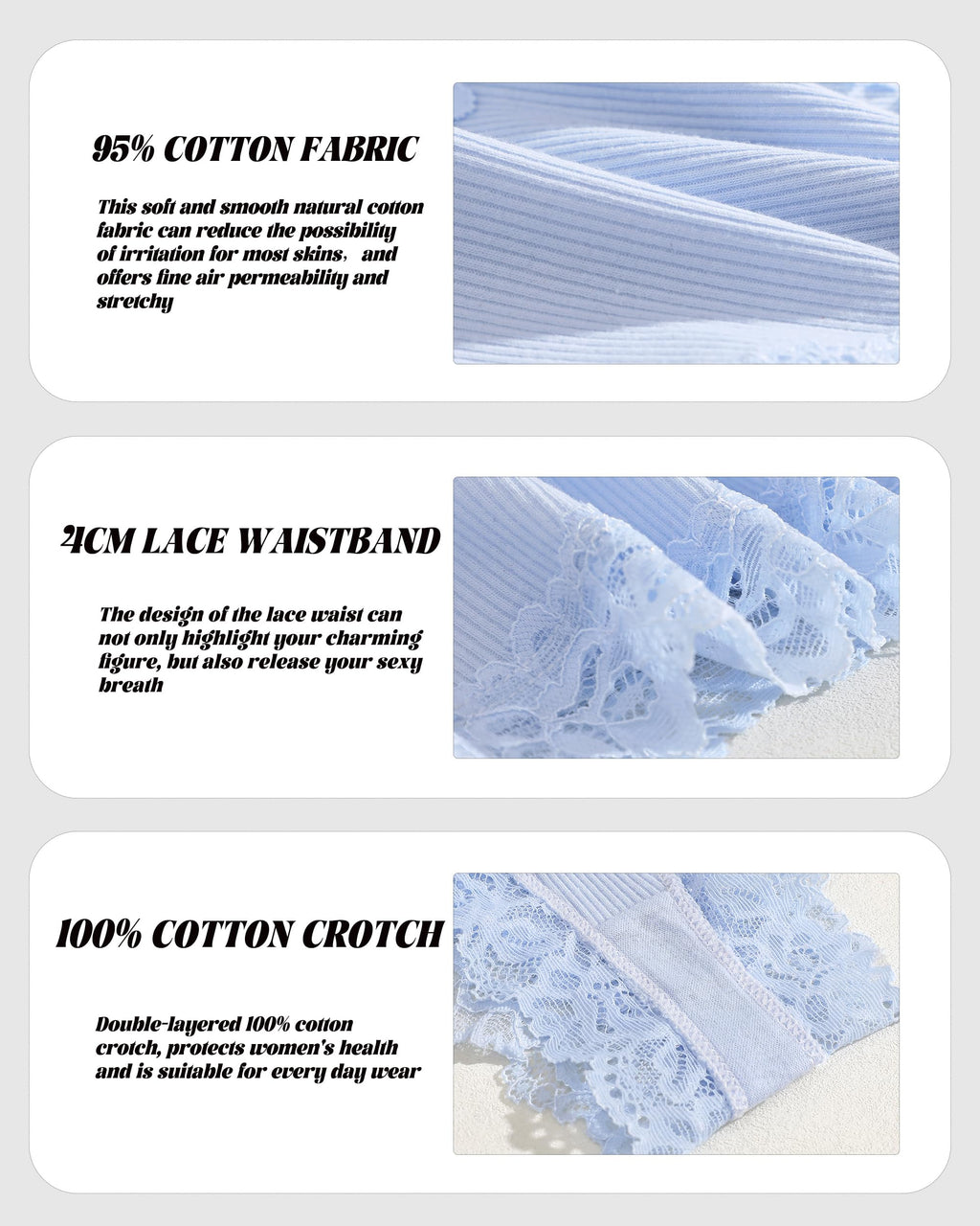 Sth Big Womens Cotton Underwear Sexy Lace Brazilian Panties Soft Breathable Cotton Bikini for Ladies 6 Pack