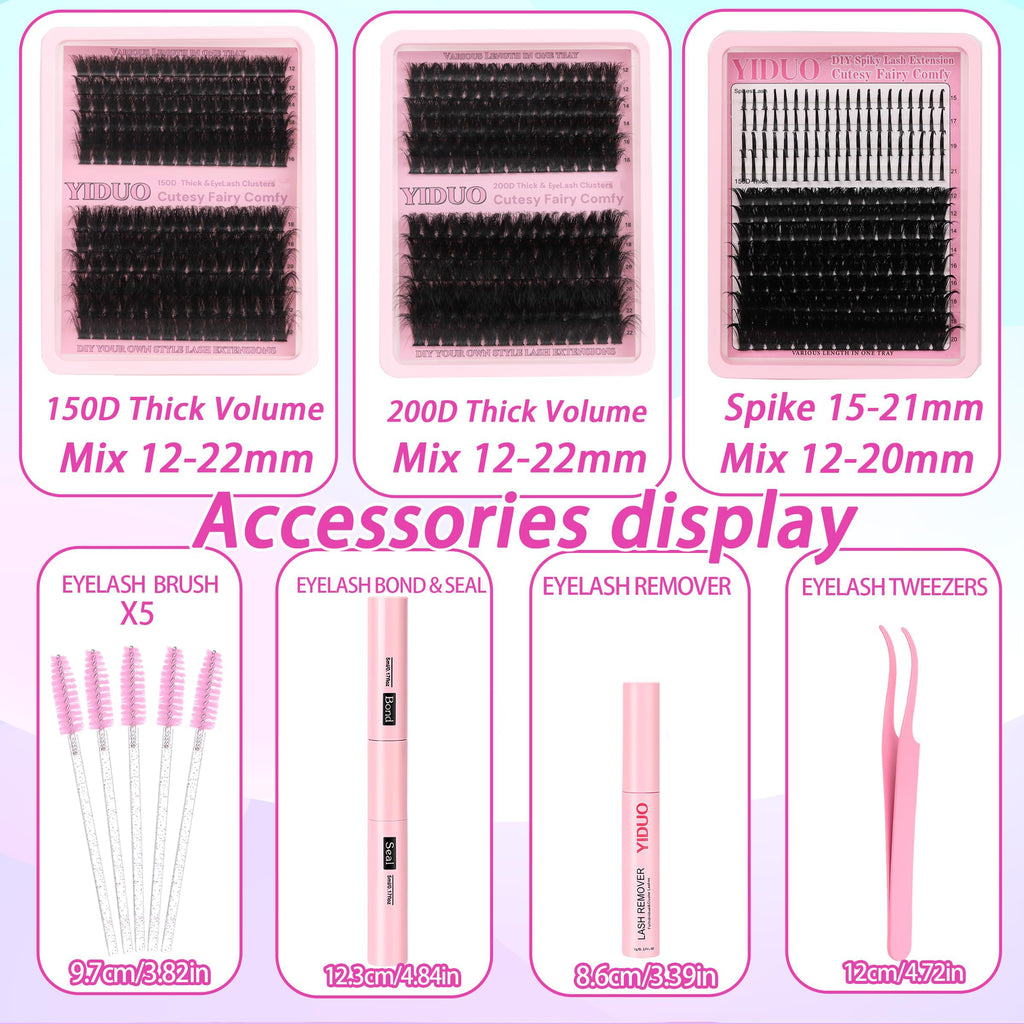 Lashes Clusters Kit 1846Pcs Bulk Packs Volume False Eyelash Extensions D Curl Wispy Individual Eyelashes, Volume Studio Effect, Wholesale Large Pack with Glue&Seal|Tweezers|Removers|Cleanser