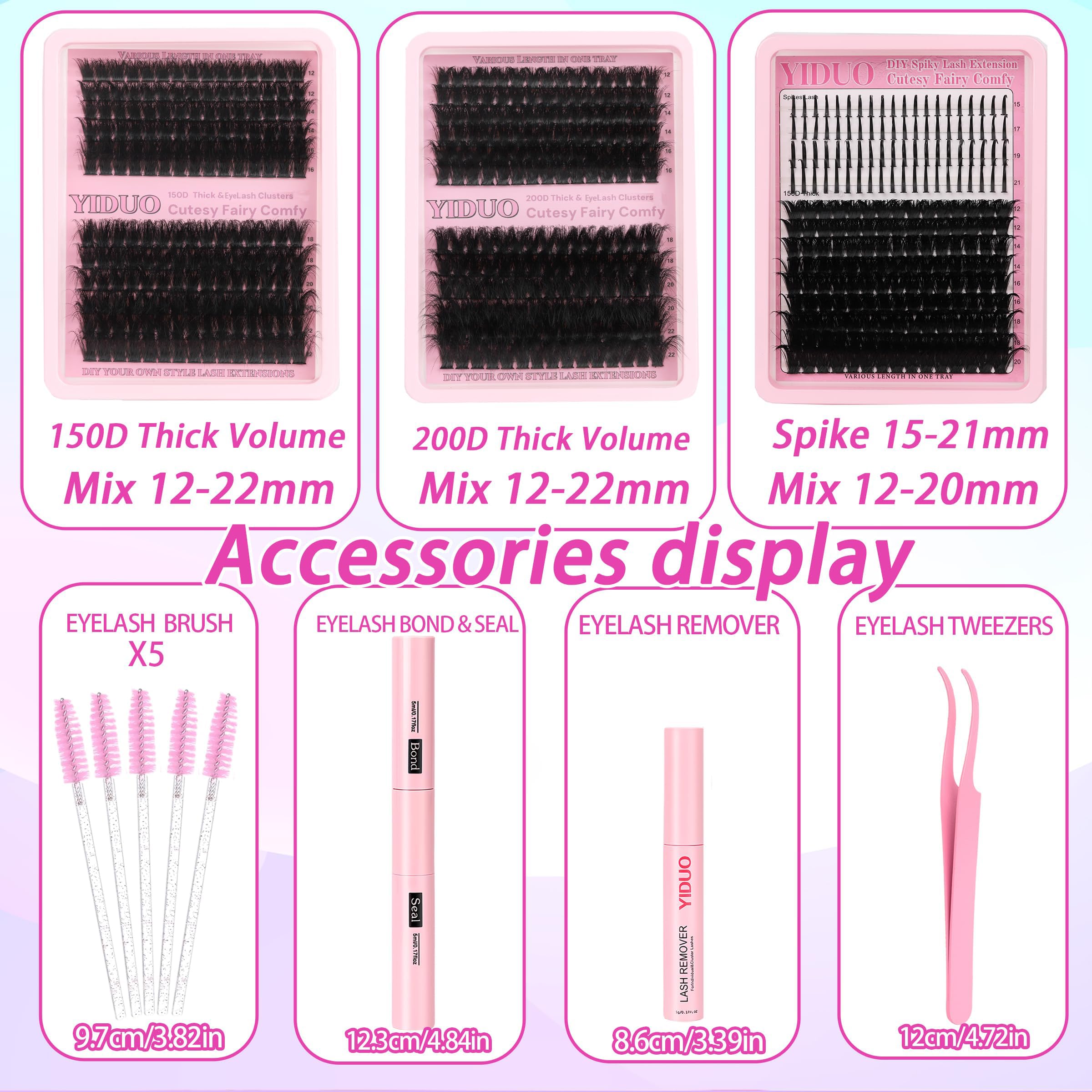 Lashes Clusters Kit 1846Pcs Bulk Packs Volume False Eyelash Extensions D Curl Wispy Individual Eyelashes, Volume Studio Effect, Wholesale Large Pack with Glue&Seal|Tweezers|Removers|Cleanser