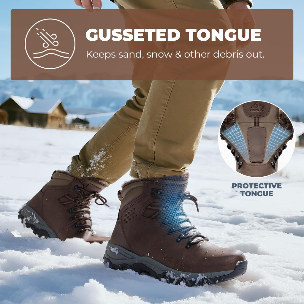 NORTIV 8 Mens Hiking Winter Snow Insulated Waterproof Outdoor Boots